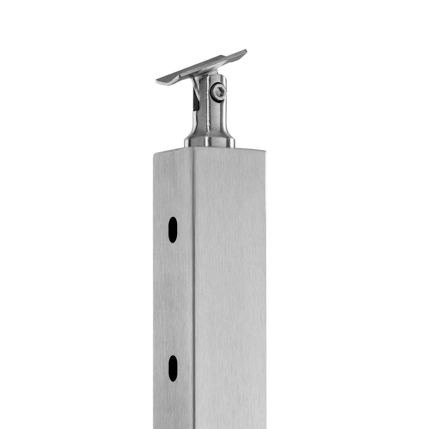 Cable Railing Post, 42x2x2 Inch Stair Railing Post, with Pre-Drilled 30° Angled Holes, Stainless Steel Cable Rail Post with Horizontal and Curved Bracket, 1-Pack, Silver, 1JZLGZXYS1062TLWC001V0