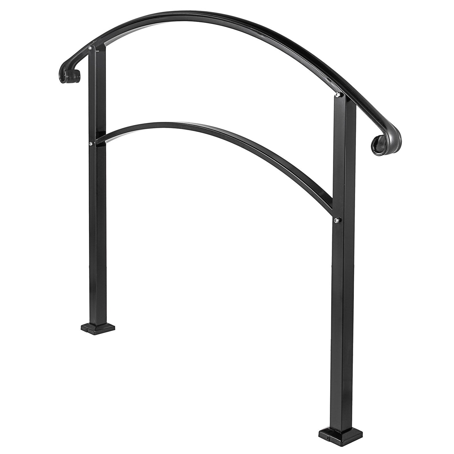 Handrails for Outdoor Steps, Fit 1 or 3 Steps Outdoor Stair Railing, Black Wrought Iron Handrail, Flexible Front Porch Hand Rail, Transitional Handrails for Concrete Steps or Wooden Stairs