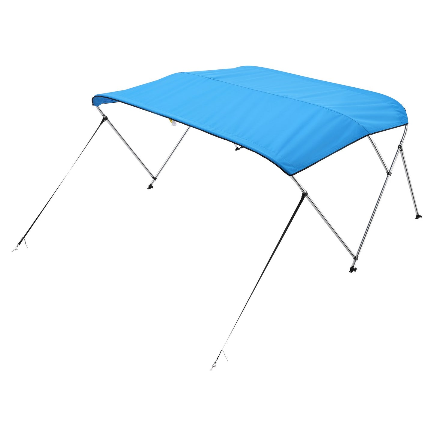 3 Bow Boat Bimini Top, 600D Polyester Canopy with Aluminum Alloy Frame, Waterproof & Sun Shade Boat Awning Canopy with Storage Bag, 2 Support Poles, 4 Straps, 72"Lx(73"-78")Wx46"H, Pacific Blue