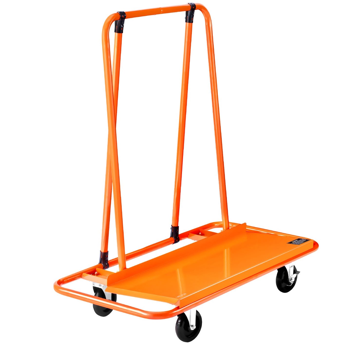 Drywall Cart Dolly, 816 kg Load Capacity, Steel Panel Dolly with 4 Swivel Casters, Durable & Long-lasting, Panel Truck Cart with Tie-Down Strap for Plywood, Plasterboard, Glass, Orange