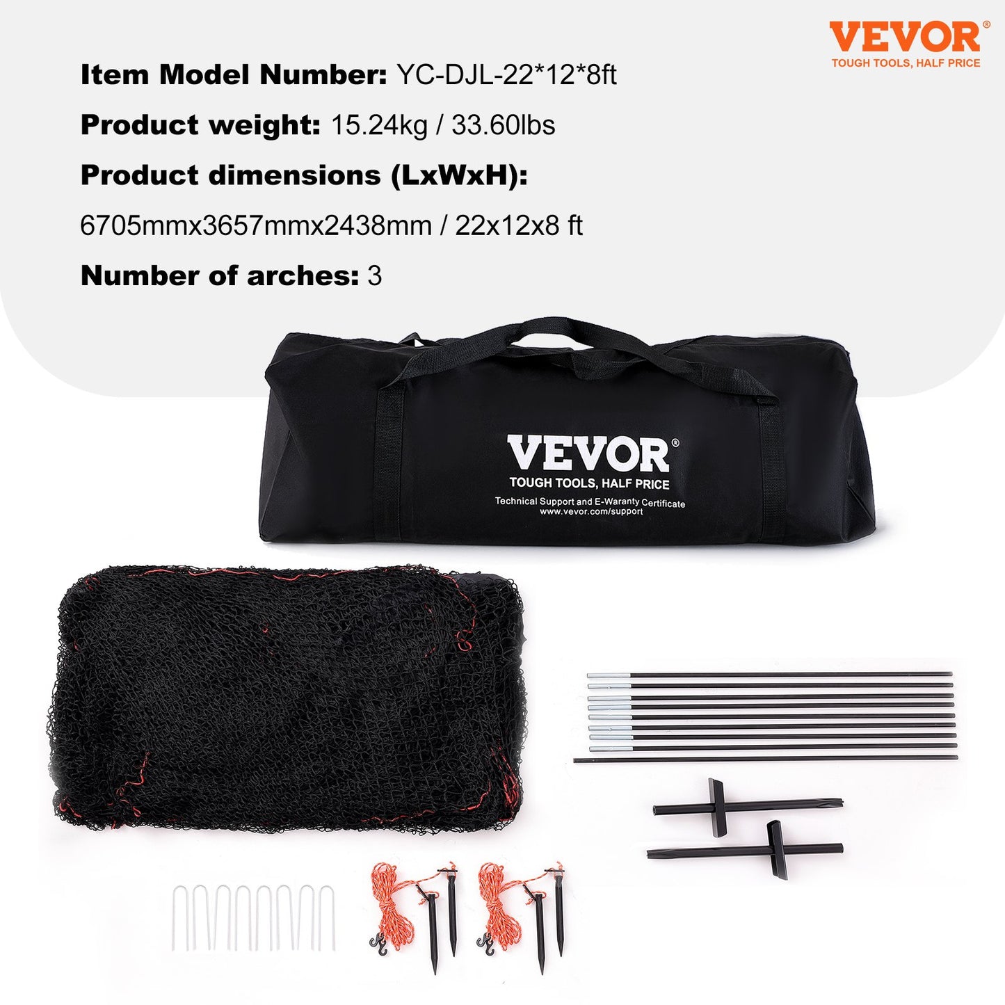 Baseball Batting Cage, Softball and Baseball Batting Cage Net and Frame, Practice Portable Cage Net with Carry Bag, Heavy Duty Enclosed Pitching Cage, for Backyard Batting Hitting Training, 22FT