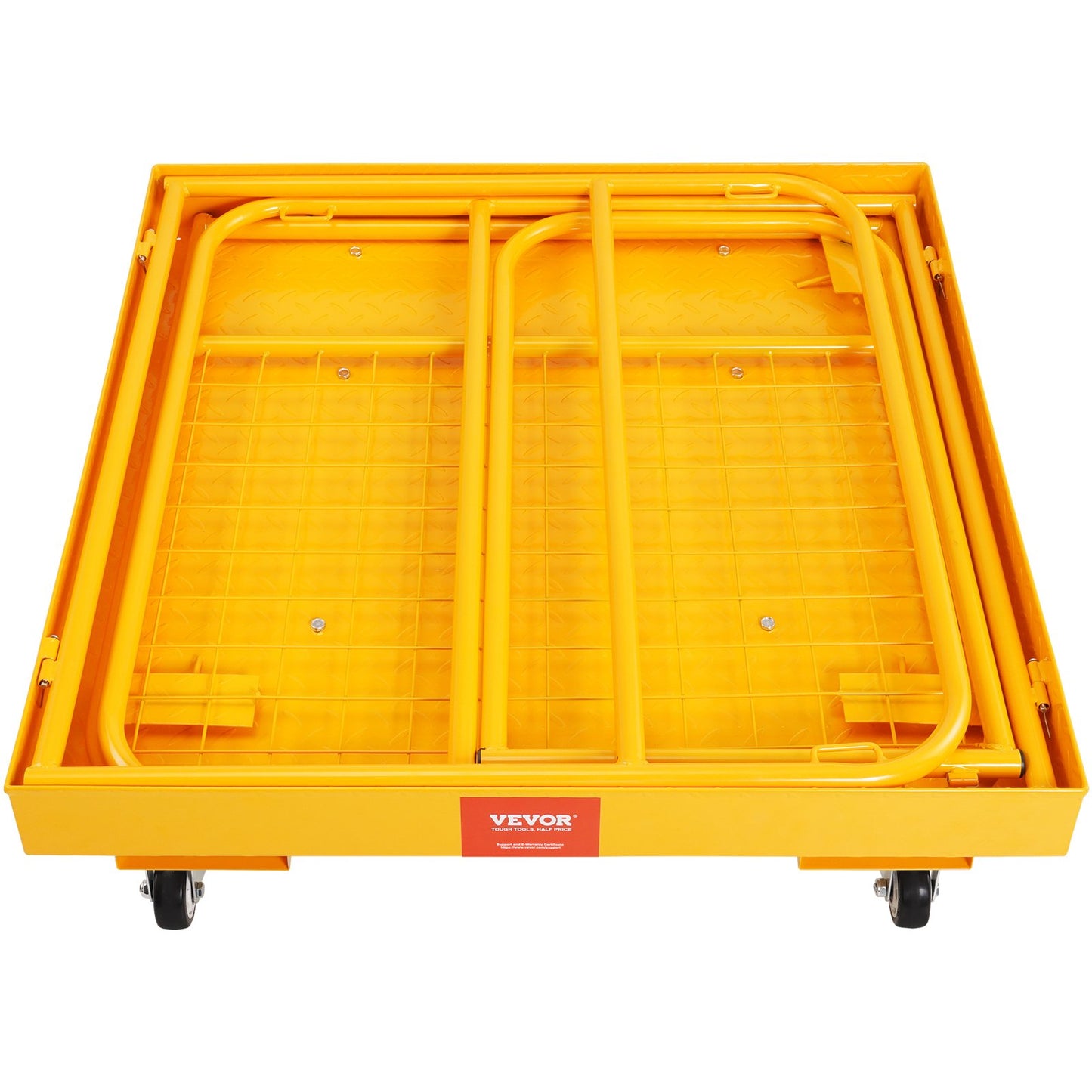Forklift Safety Cage, 544.3 kg Load Capacity, 91.4 x 91.4 cm, Folding Forklift Work Platform with Lockable Swivel Wheels, Drain Hole & Device Chain, Holds 1 to 2 Adults, Perfect for Aerial Work