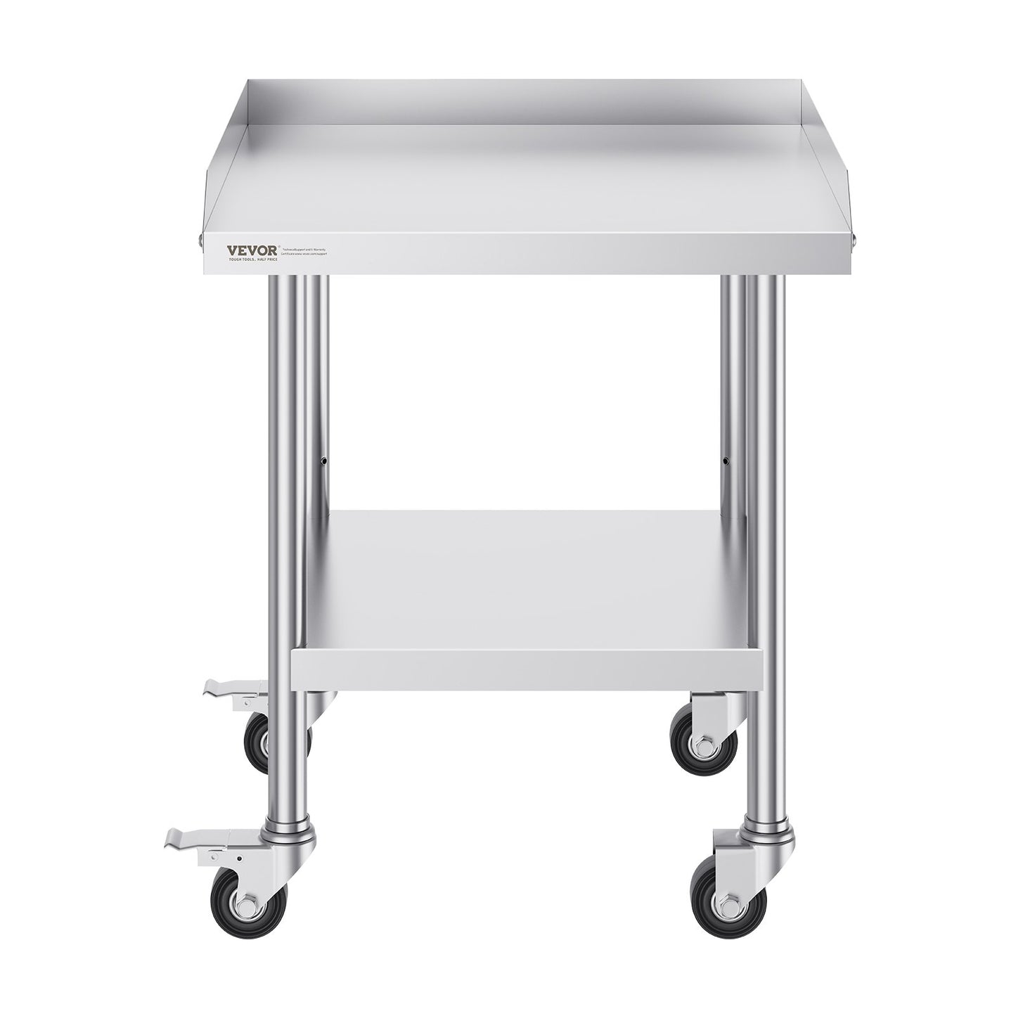 Stainless Steel Work Table 61x61 cm Commercial Food Prep Table W/ 4 Casters