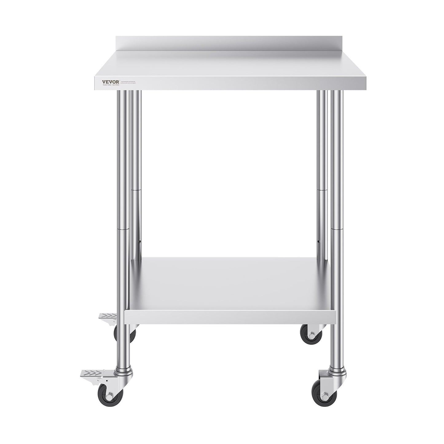 24 x 30 x 40 Inch Stainless Steel Work Table, Commercial Food Prep Worktable with Casters, Heavy Duty Prep Worktable, Metal Work Table with Adjustable Height for Restaurant, Home and Hotel