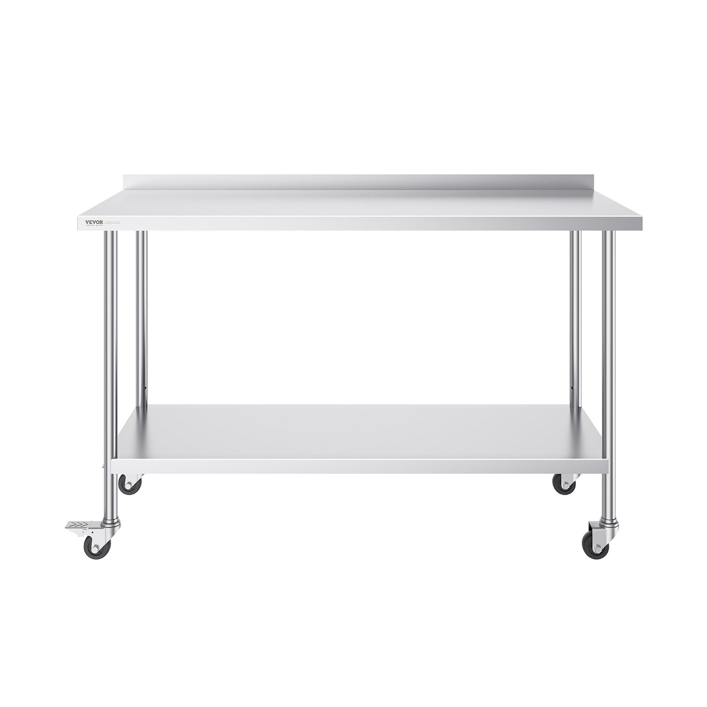 24 x 60 x 40 Inch Stainless Steel Work Table, Commercial Food Prep Worktable with Casters, Heavy Duty Prep Worktable, Metal Work Table with Adjustable Height for Restaurant, Home and Hotel