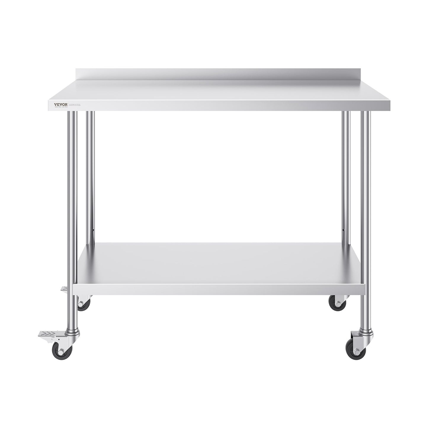24 x 48 x 40 Inch Stainless Steel Work Table, Commercial Food Prep Worktable with Casters, Heavy Duty Prep Worktable, Metal Work Table with Adjustable Height for Restaurant, Home and Hotel
