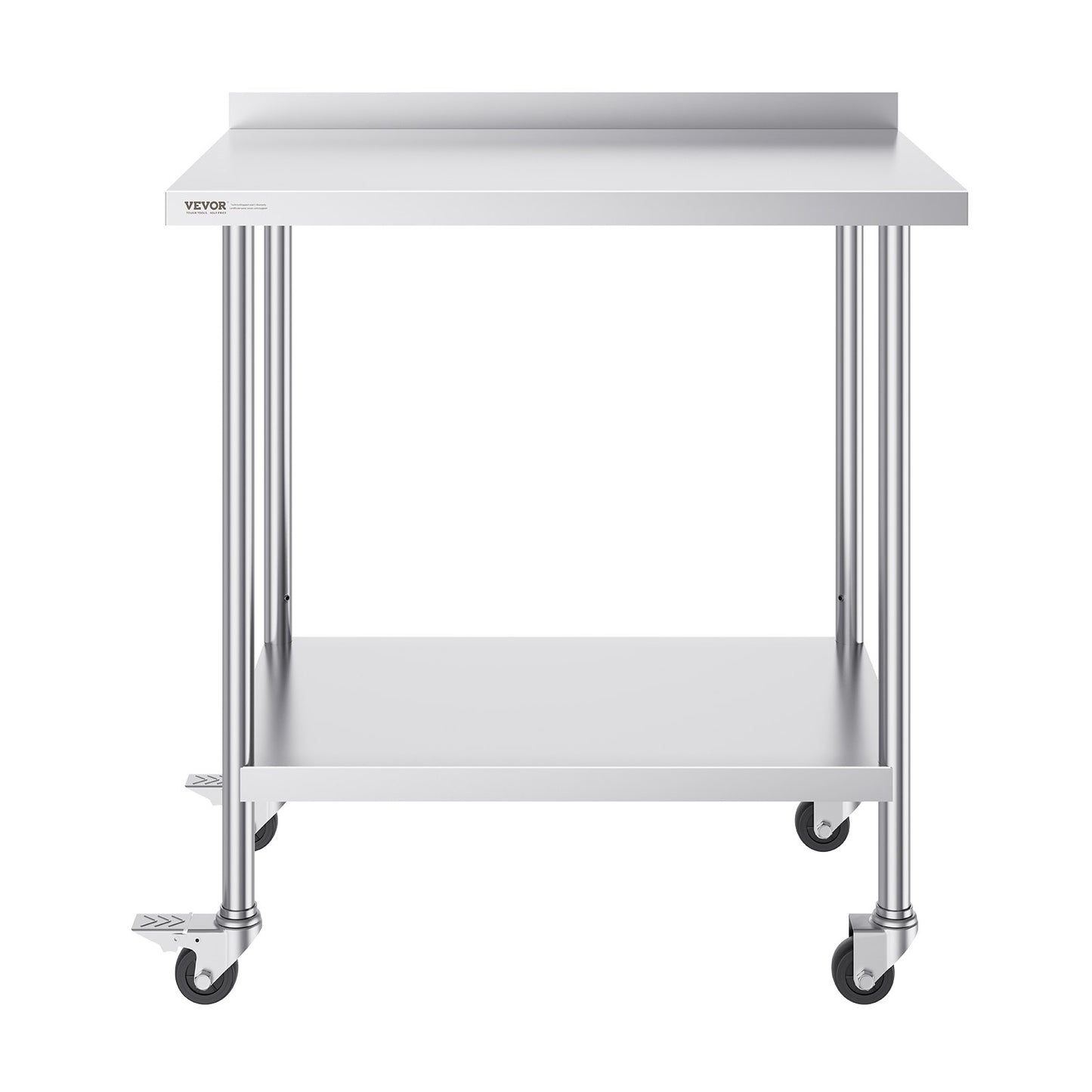 24 x 36 x 40 Inch Stainless Steel Work Table, Commercial Food Prep Worktable with Casters, Heavy Duty Prep Worktable, Metal Work Table with Adjustable Height for Restaurant, Home and Hotel
