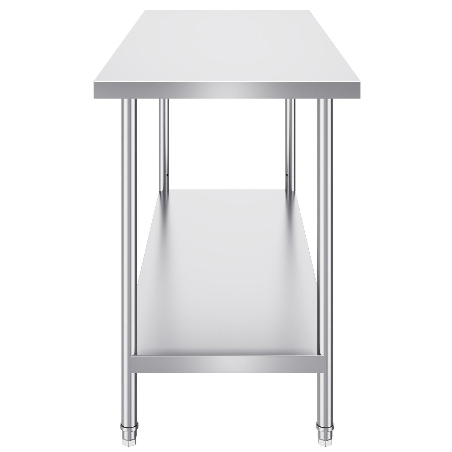 Stainless Steel Prep Table, 24 x 60 x 34 Inch, Heavy Duty Metal Worktable with 3 Adjustable Height Levels, Commercial Workstation for Kitchen Garage Restaurant Backyard