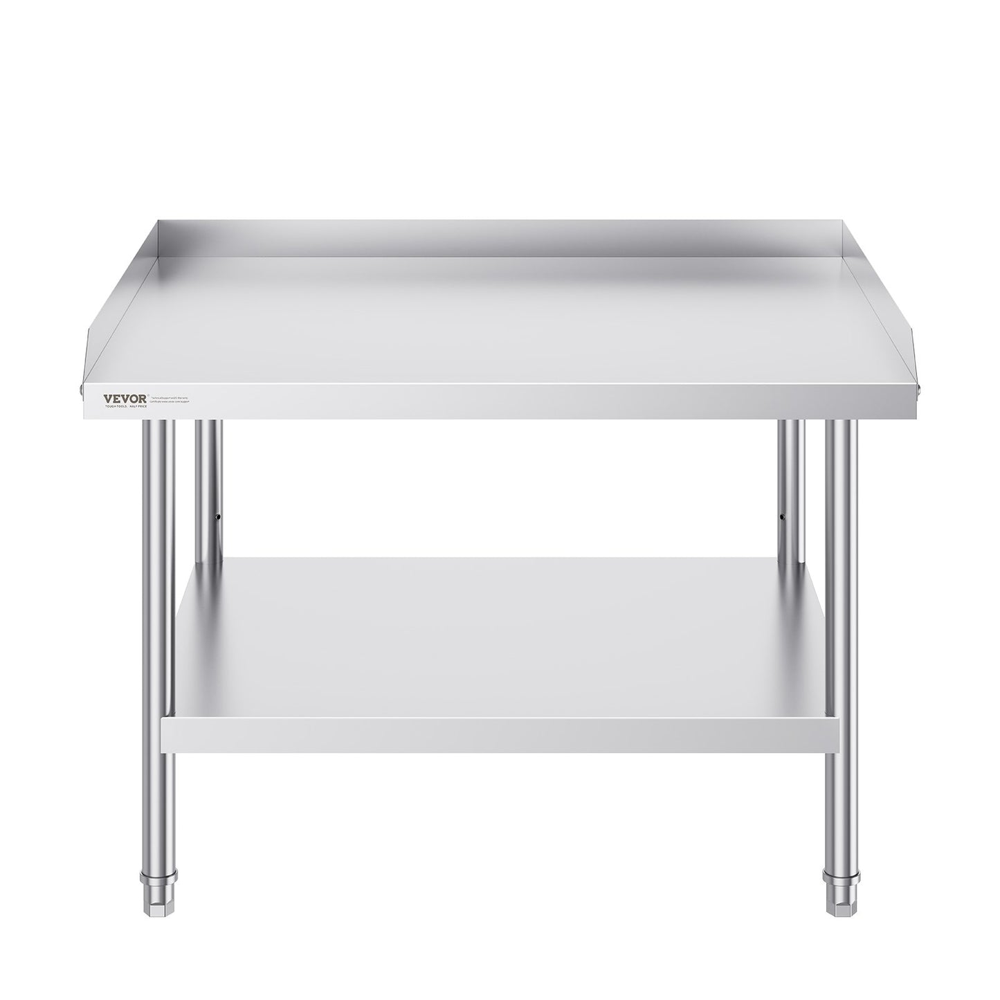 Stainless Steel Work Table, 30 x 36 x 26 Inch Commercial Food Prep Worktable, 3-Sided Backsplash Heavy Duty Prep Worktable, Metal Work Table with Adjustable Height for Restaurant Home Hotel