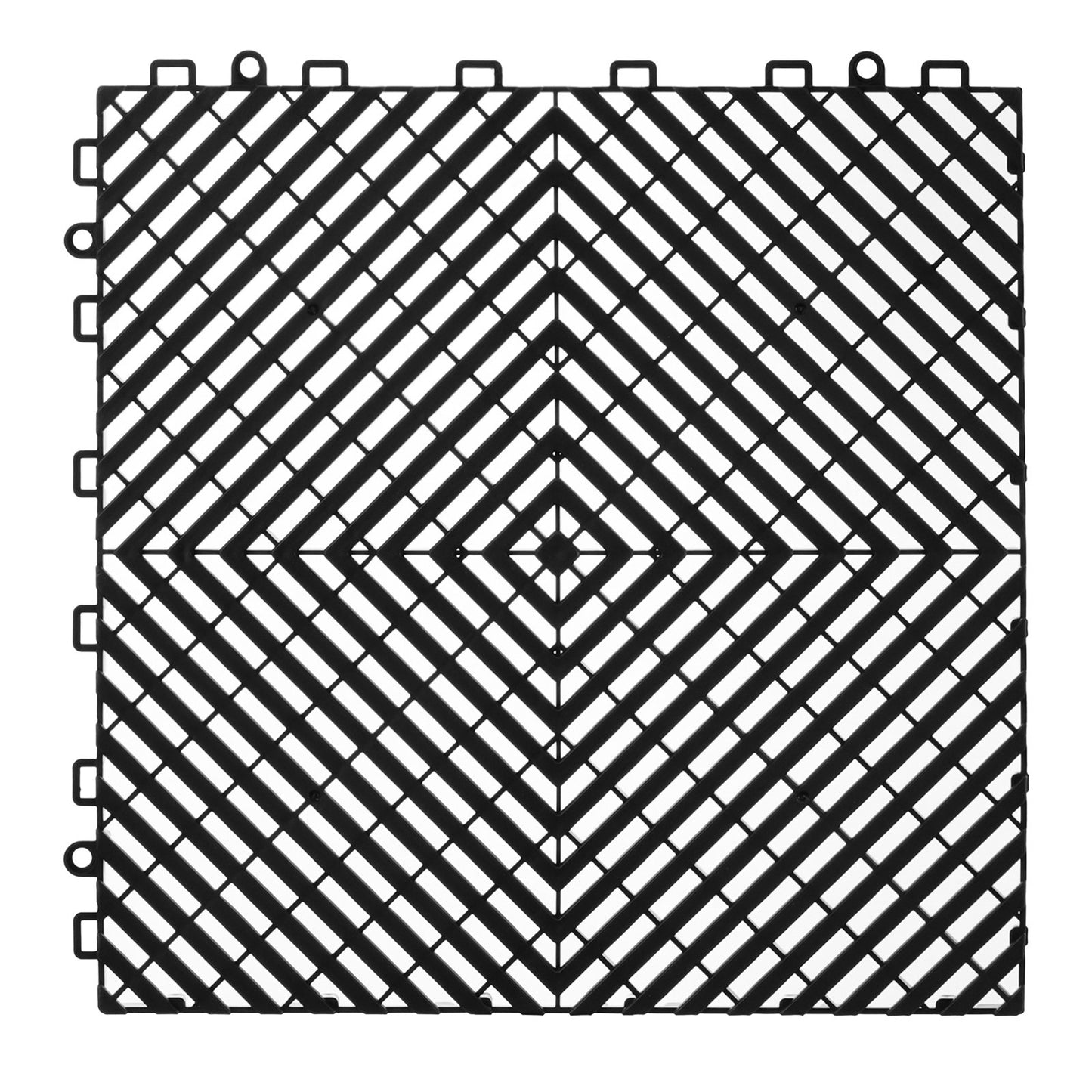 Interlocking Drainage Mat, 12” x 12” Modular Interlocking Cushion, 55 Pcs Splicing Drainage Mats, Non-Slip Black PP Drainage Floor Tile and Shower Mat, for Garage, Garden, Kitchen & Outdoor