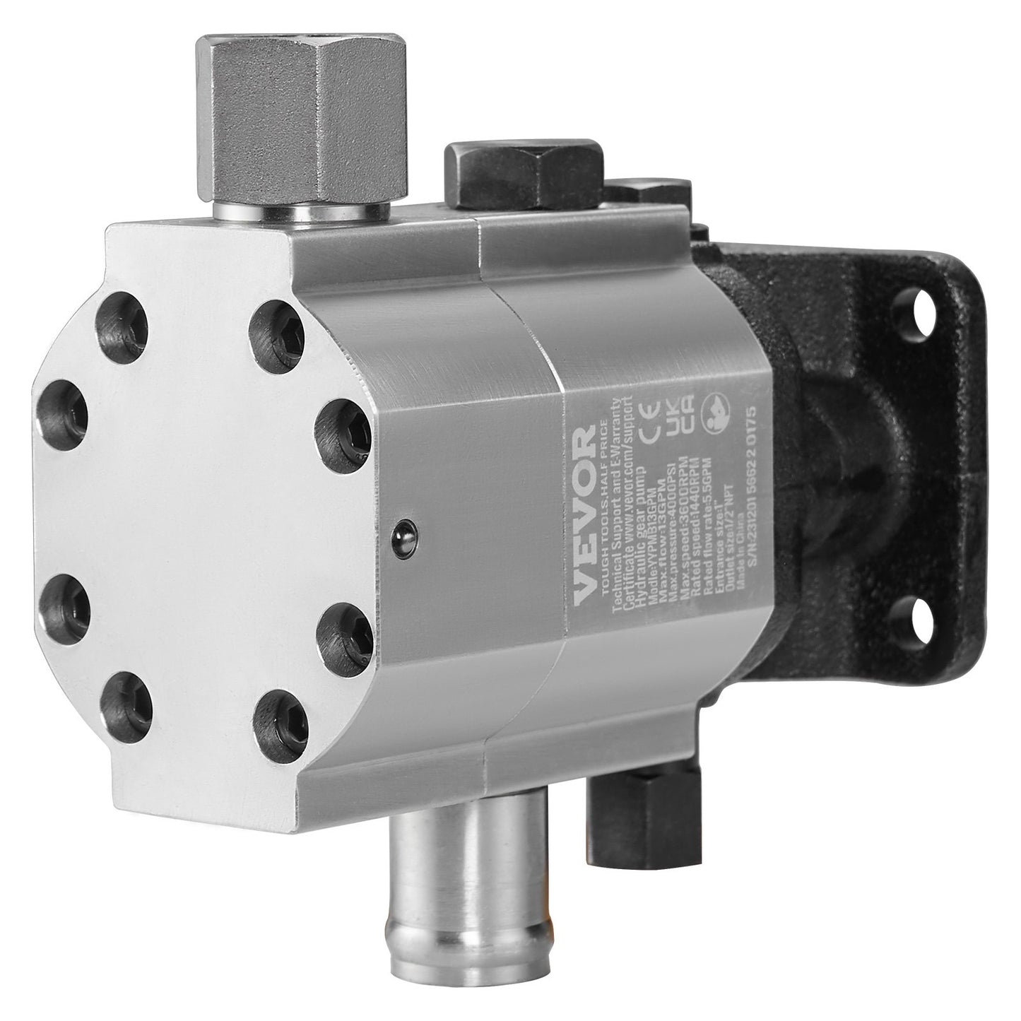 Hydraulic Log Splitter Pump, 13GPM, 2 Stage 3000PSI Wood Log Splitter Pump, 1'' Inlet 1/2'' NPT Outlet 3600 RPM Aluminum Hydraulic Gear Pump, for Small Engine Mounting Log Splitters Snowplow