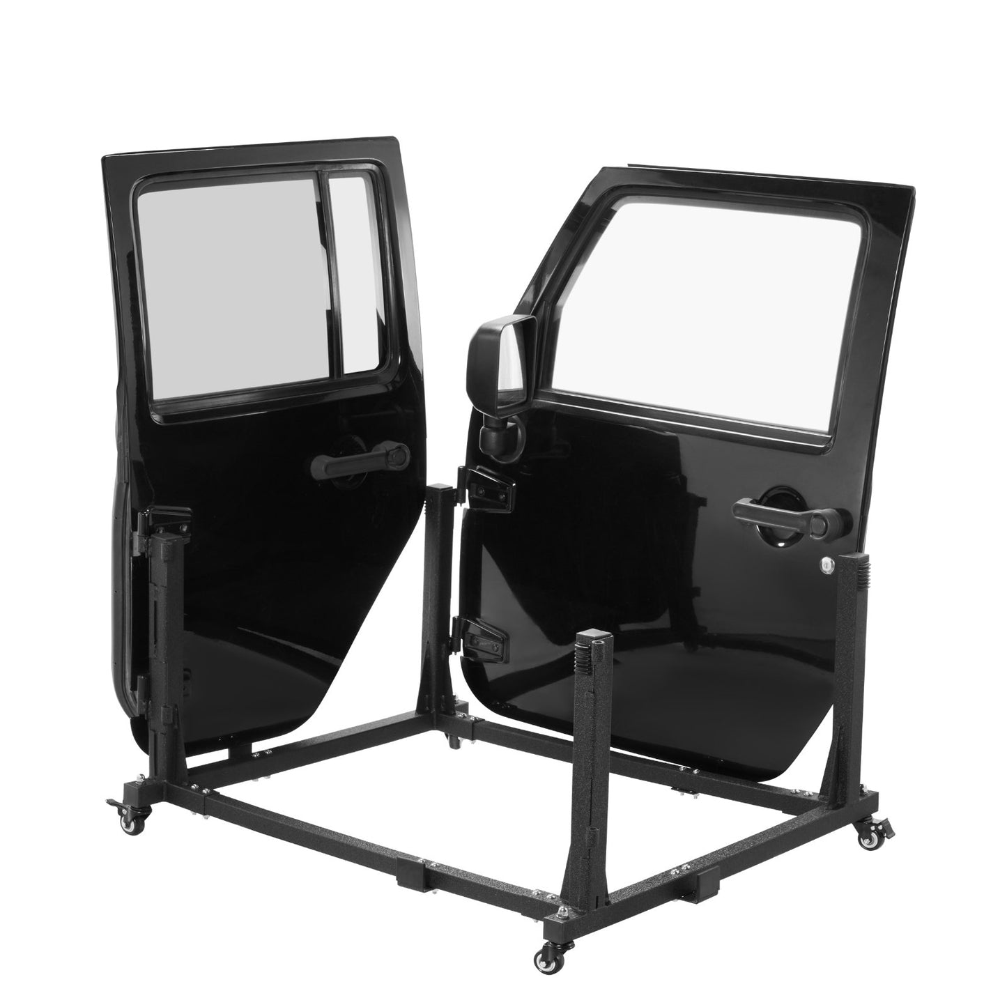 Jeep Door Storage Cart, 4 Doors Moveable Storage Cart Rack with Thickened Rubber Cushion, Sturdy Car Door Holder Cart Fit for Jeep Wrangler JK JL/Gladiator JT 2007- 2023 JK JL / Gladiator JT