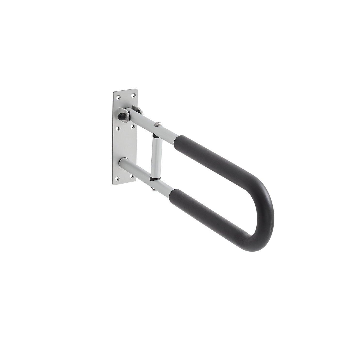 Toilet Safety Rail, 23.8 Inch U-Shaped Handicap Grab Bar, Foldable Senior Safety Pole, Flip Up Toilet Grab Bar with Anti-Slip Support Handle, 300 Lb Load Capacity for Elderly, Disabled, Pregnant