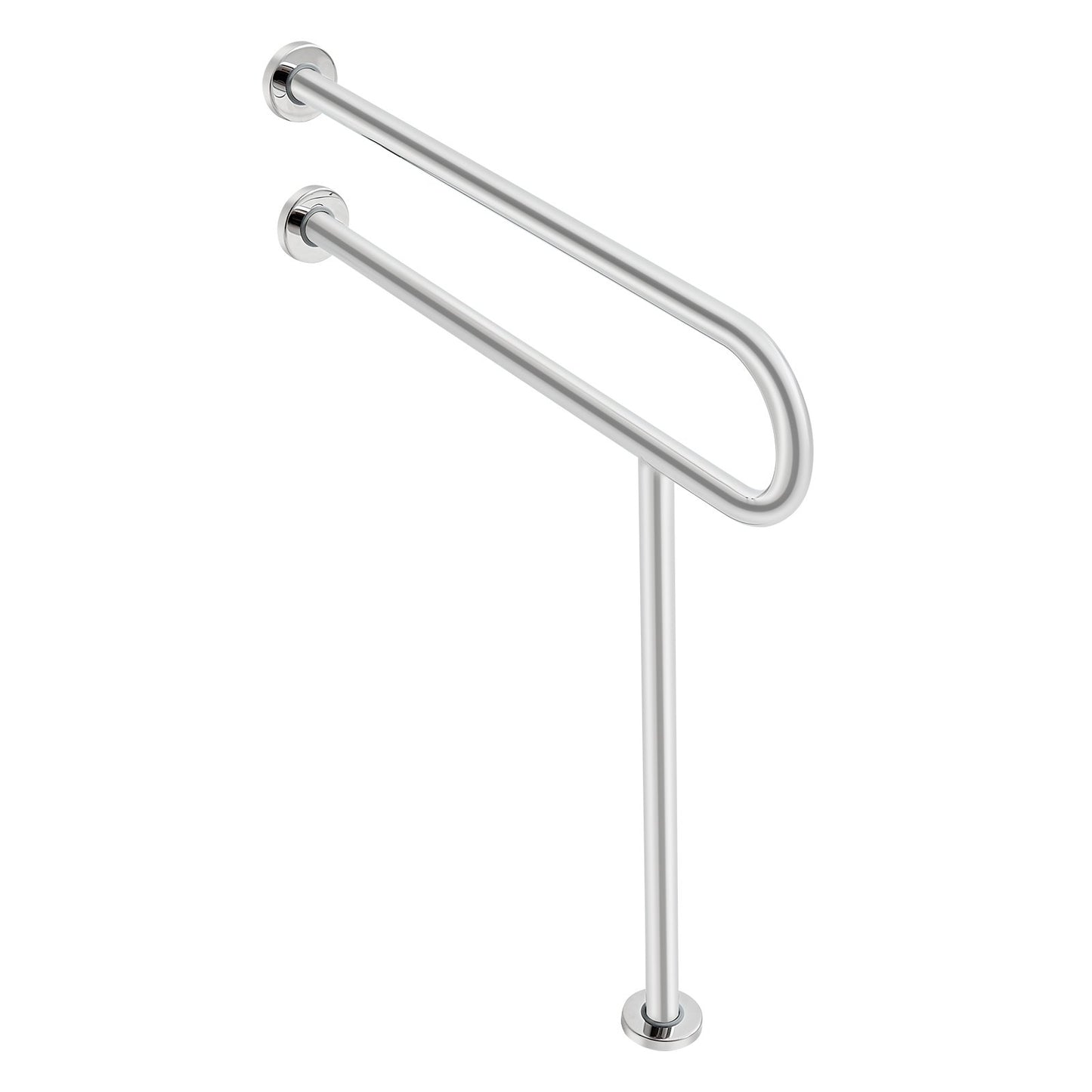 Toilet Safety Rail, 31.5 Inch U-Shaped Handicap Grab Bar, 304 Stainless Steel Senior Safety Pole, Toilet Grab Bars with Anti-Slip Handle, 300 Lbs Load Capacity Security Handrail with Support Leg
