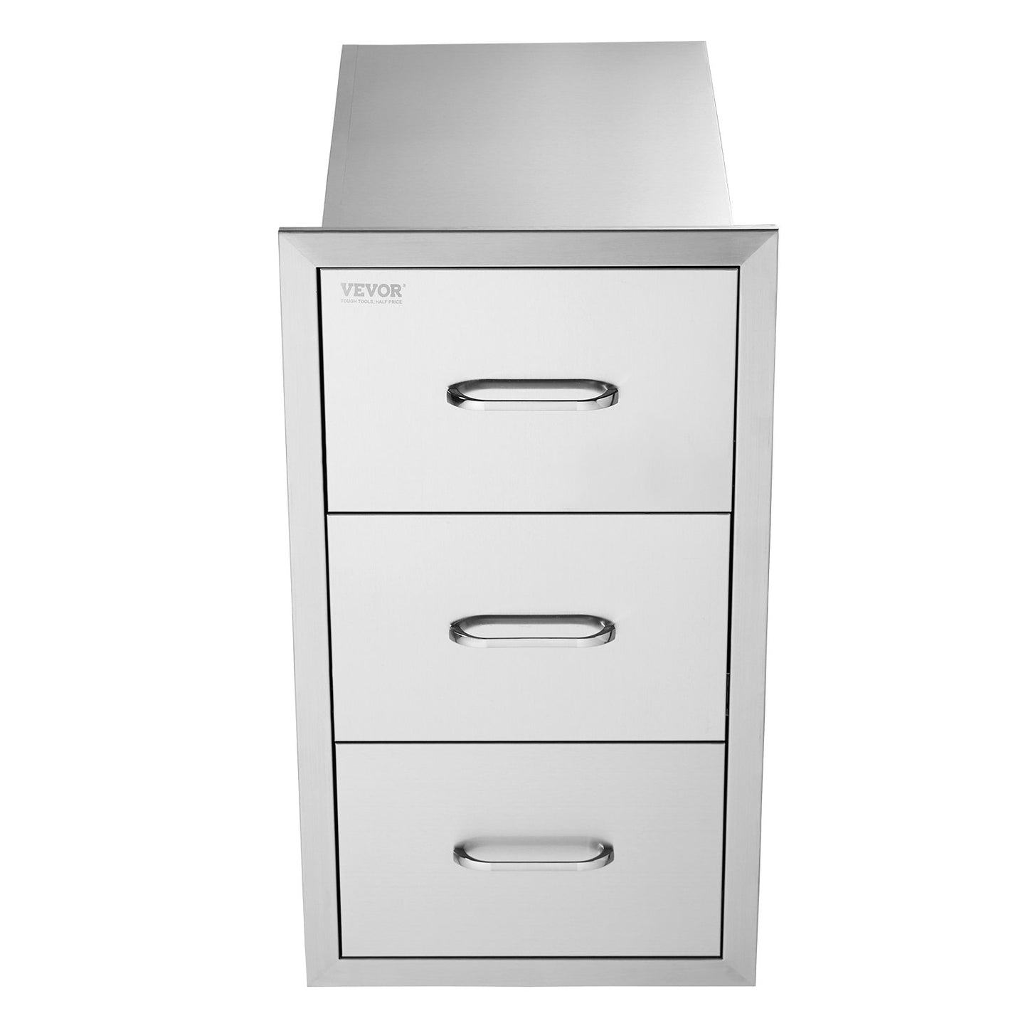 Outdoor Kitchen Drawers 16\" W x 28.5\" H x 20.5\" D, Flush Mount Triple Access BBQ Drawers Stainless Steel with Handle, BBQ Island Drawers for Outdoor Kitchens or Patio Grill Station