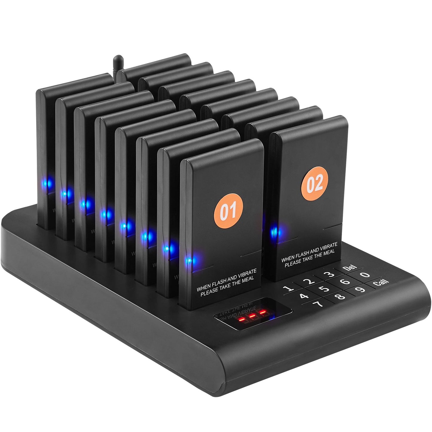 Restaurant Pager System, Wireless 500m Long Range Lineup Waiting Queue Signal, Guest Customer Calling Beepers with Vibration & Flashing, 16 Buzzers for Food Truck, Church, Nursery, Hospital