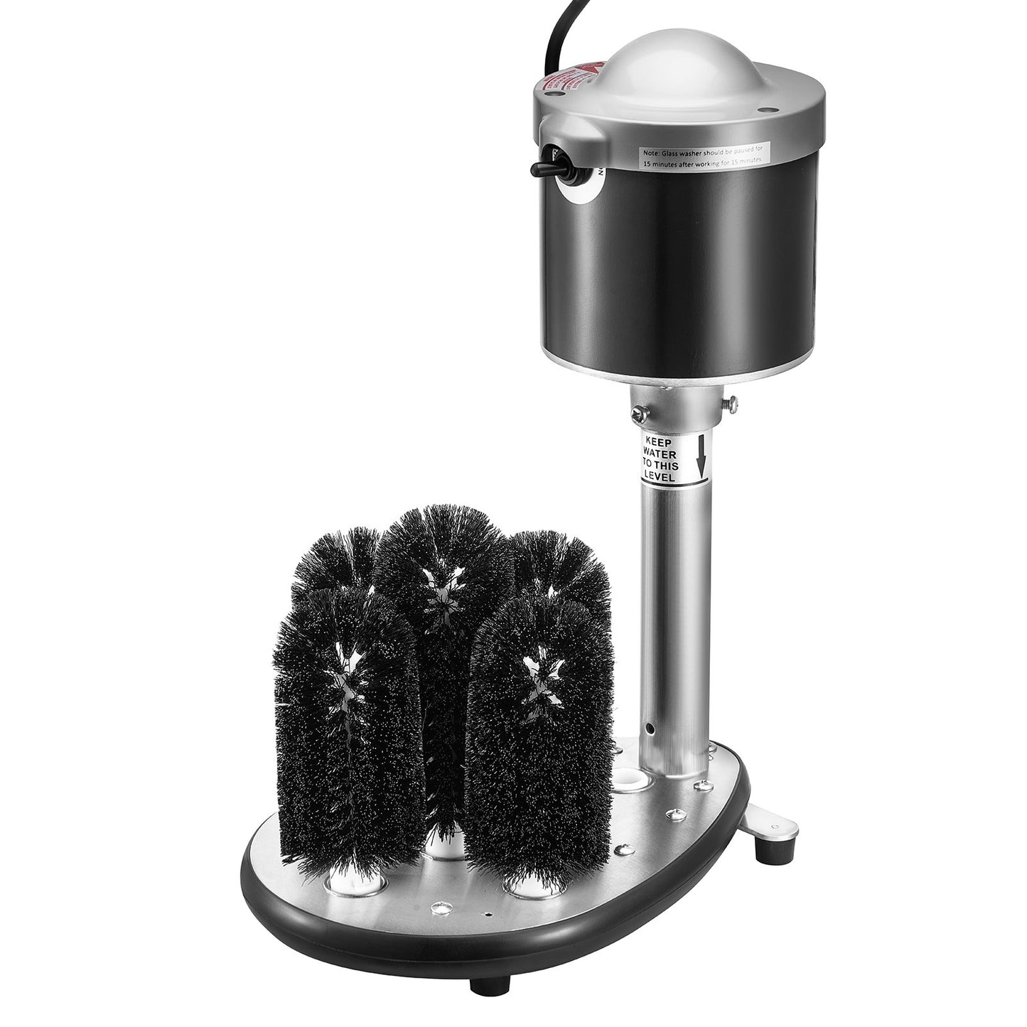 Elektrische Gewerbe-Gläserspülmaschine, 5-Bürsten-Glasreiniger für Bars, Reinigungsmaschine für 600 Gläser/Stunde, Weingläser, Champagnergläser, Biergläser, Krüge, perfekt für Bars und Cafés