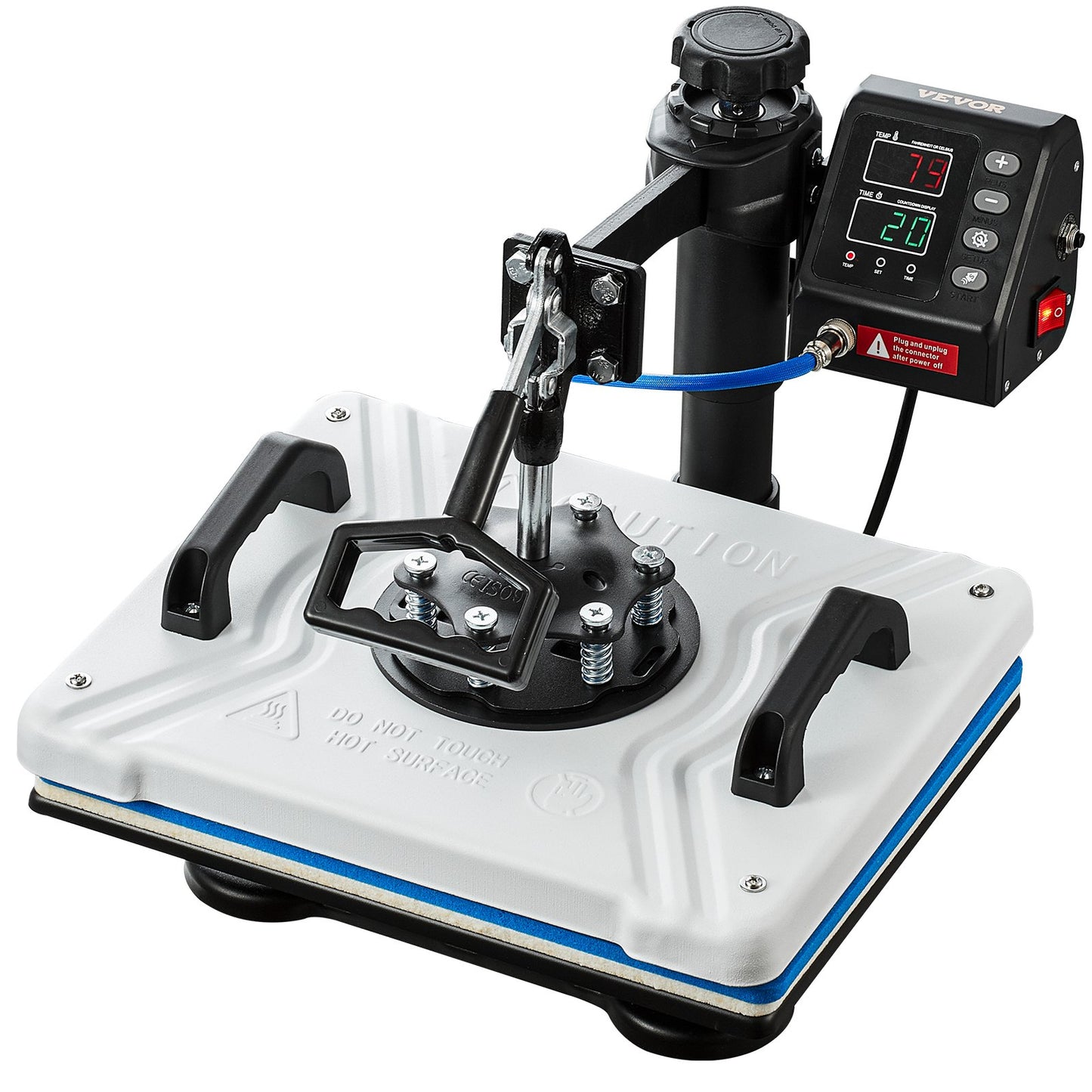 Heat Press 30.5x38.1 cm 10 In 1 Heat Press 1000W Heat Press Machine with 360° Rotation Swing Away White Heat Press T-Shirt Sublimation Machine Dual-tube Heating for DIY Pens Caps Mugs and Shirts