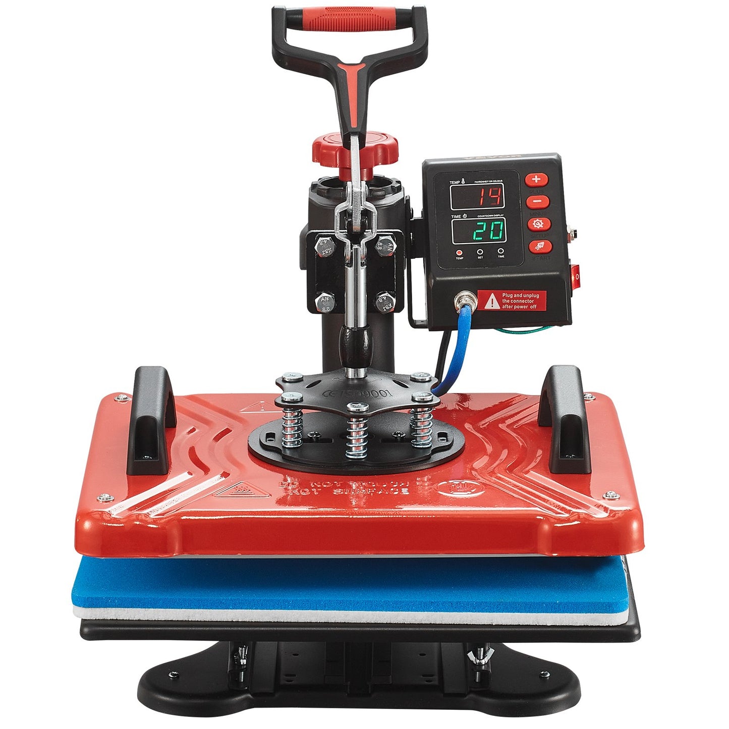 Heat Press 30.5x38.1 cm 10 In 1 Heat Press 1000W Heat Press Machine with 360° Rotation Swing Away Red Heat Press T-Shirt Sublimation Machine Dual-tube Heating for DIY Pens Caps Mugs and Shirts