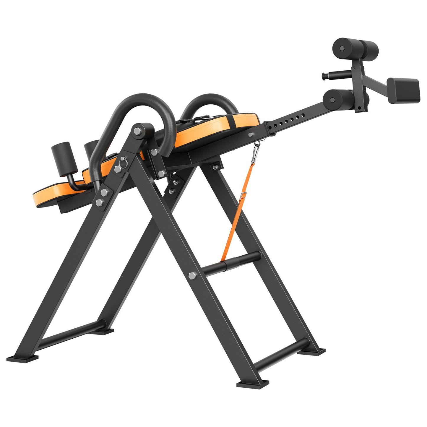 Inversion Table, 300lbs Capacity Heavy Duty Inversion Table, Decompression Back Stretcher Machine, Strength Training Equipment with Headrest, Ankle Lock, Adjustable Protective Belt, Orange/Black