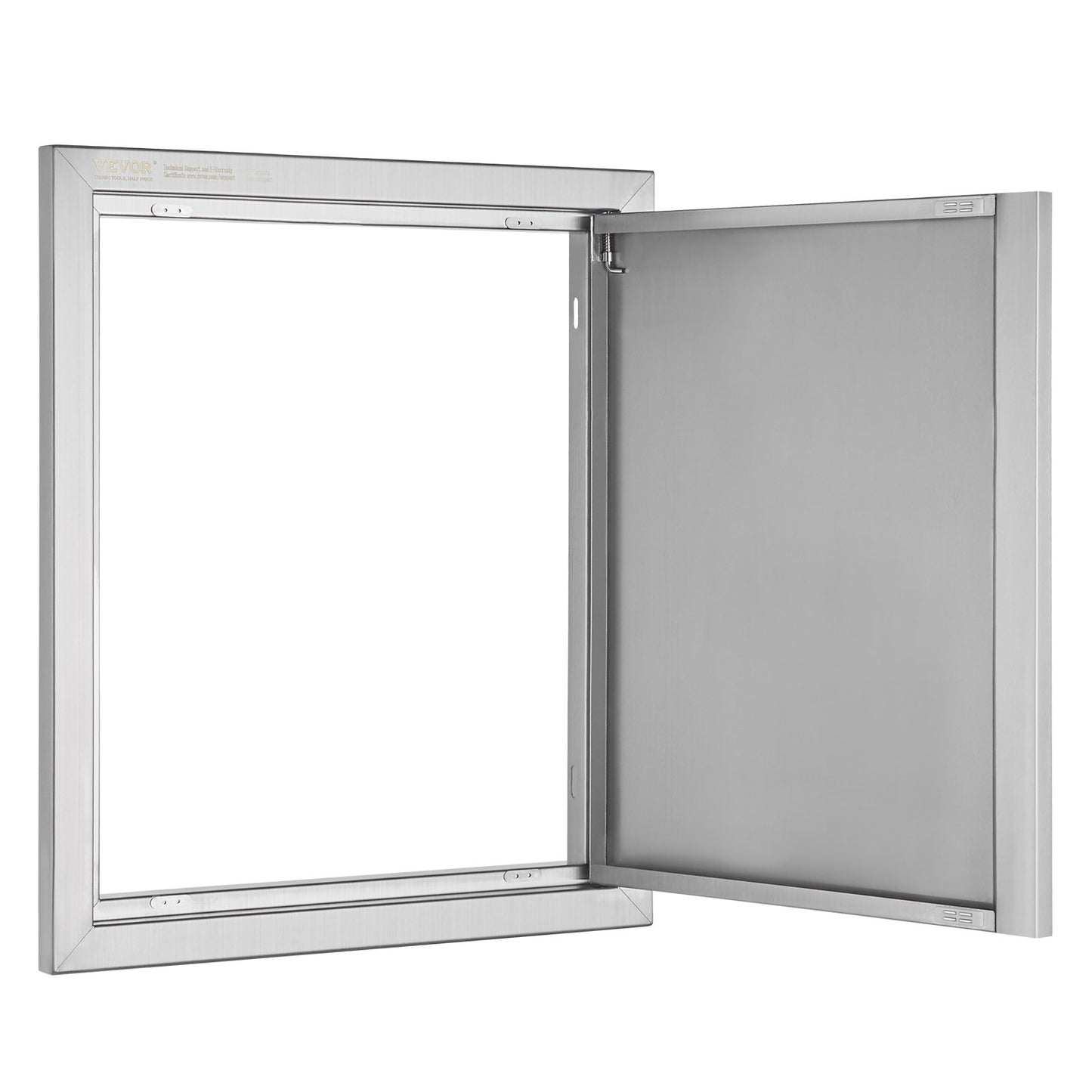 Zugangstür für Grillküchen, 457 x 533 mm, einflügelige Edelstahltür zur flächenbündigen Montage, vertikale Wandtür mit eingelassenem Griff, für Grillinseln, Grillstationen und Außenschränke