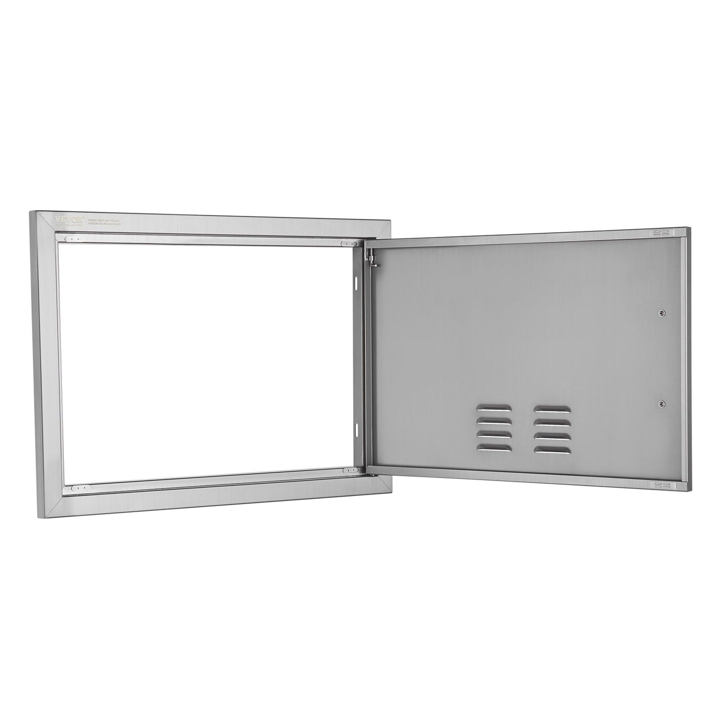 BBQ Access Door, 610x432 mm Single Outdoor Kitchen Door, Stainless Steel Flush Mount Door, Wall Vertical Door with Handle and vents, for BBQ Island, Grilling Station, Outside Cabinet