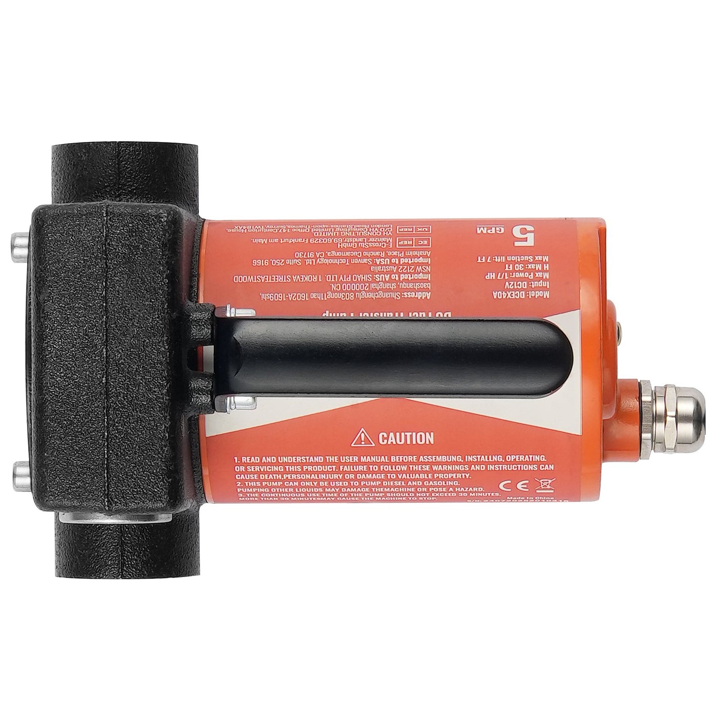 Fuel Transfer Pump, 12V DC 19L/min(5 GPM) 75W(1/10 HP), Portable Electric Diesel Transfer Pump with Auto Shut-Off Fuel Nozzle, Long Inlet & Outlet Hose for Gasoline Diesel, Kerosene, Methanol Blends