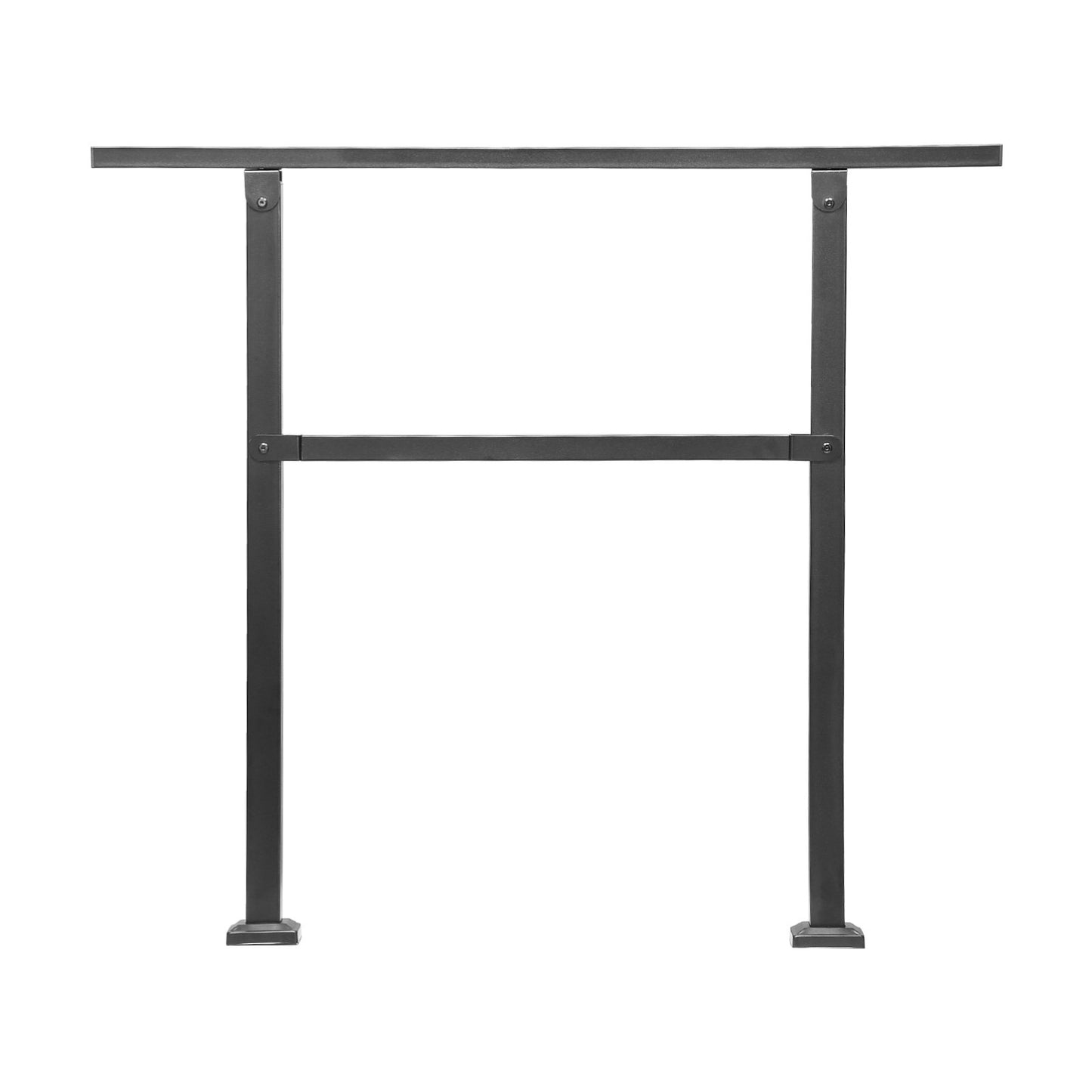 Outdoor Handrails for Steps, 2-3 Step Stair Rail Kit, Black Square Tube with Horizontal Bar, Carbon Steel Support Rails for Seniors, Concrete & Deck Stairs, Easy Installation