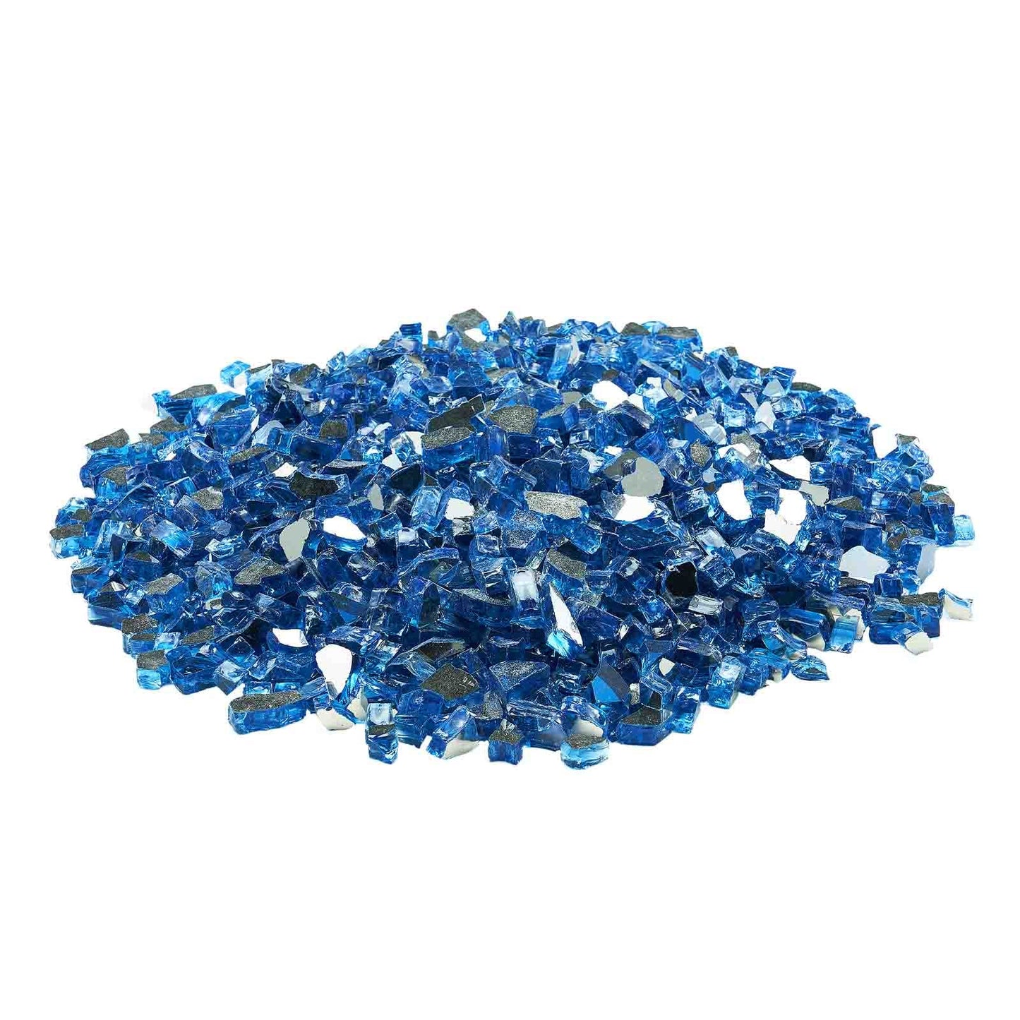 Fire Glass, 10LBS / 4.5KG High-Temperature Resistant Fireplace Rocks, 1/2-Inch / 12.7 mm Reflective & Smokeless Firepit Glass Rock, High Luster Stone Landscaping for Fire Pit Table, Pacific Blue