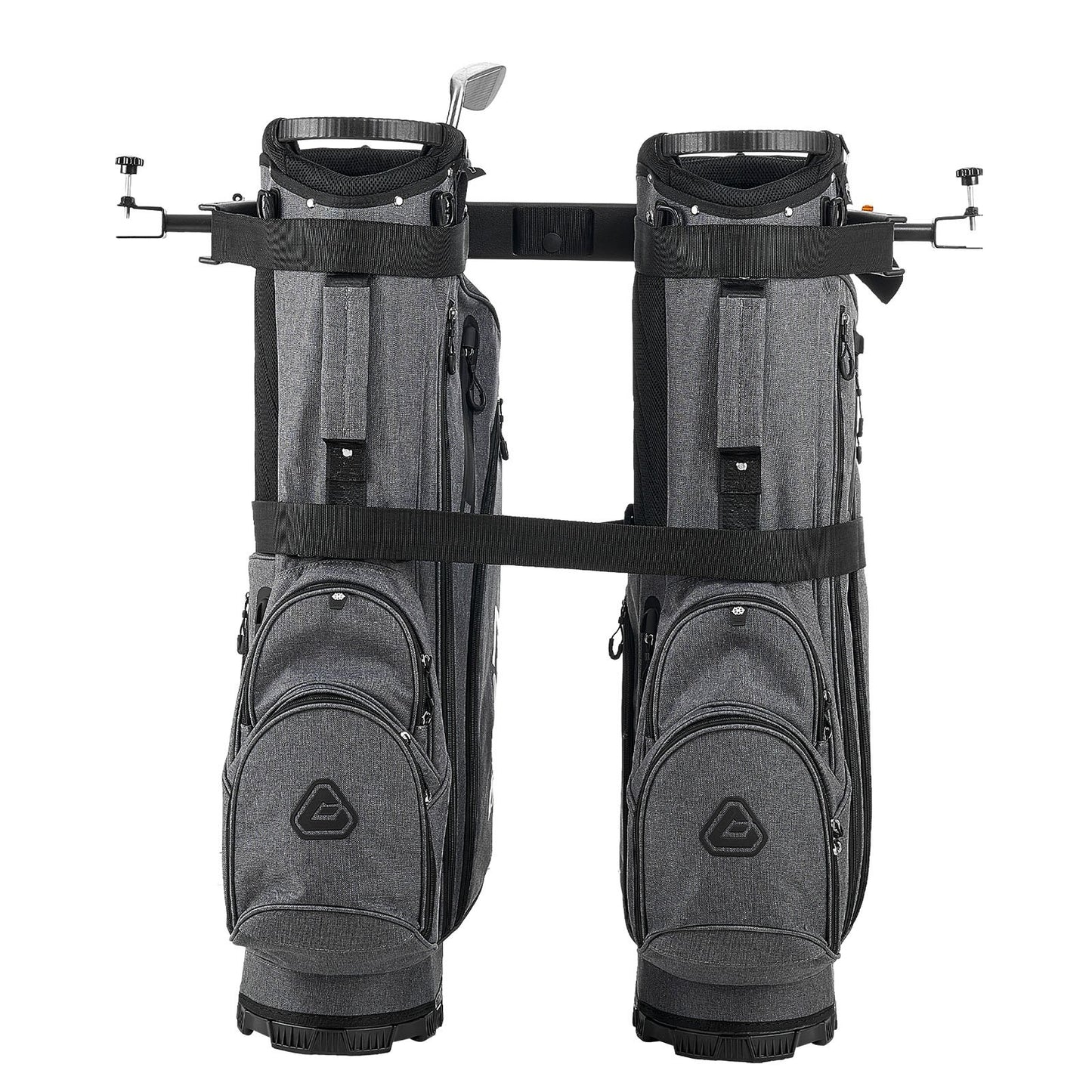 Golf Cart Bag Holder, 1370 x 195 x 60.5 mm, Compatible with Most 2+2 Golf Cart Rear Seat with 1.2-Inch Square Tubes, Adjustable Rear Seat Carts Club Holder with Strap, No Drilling Required