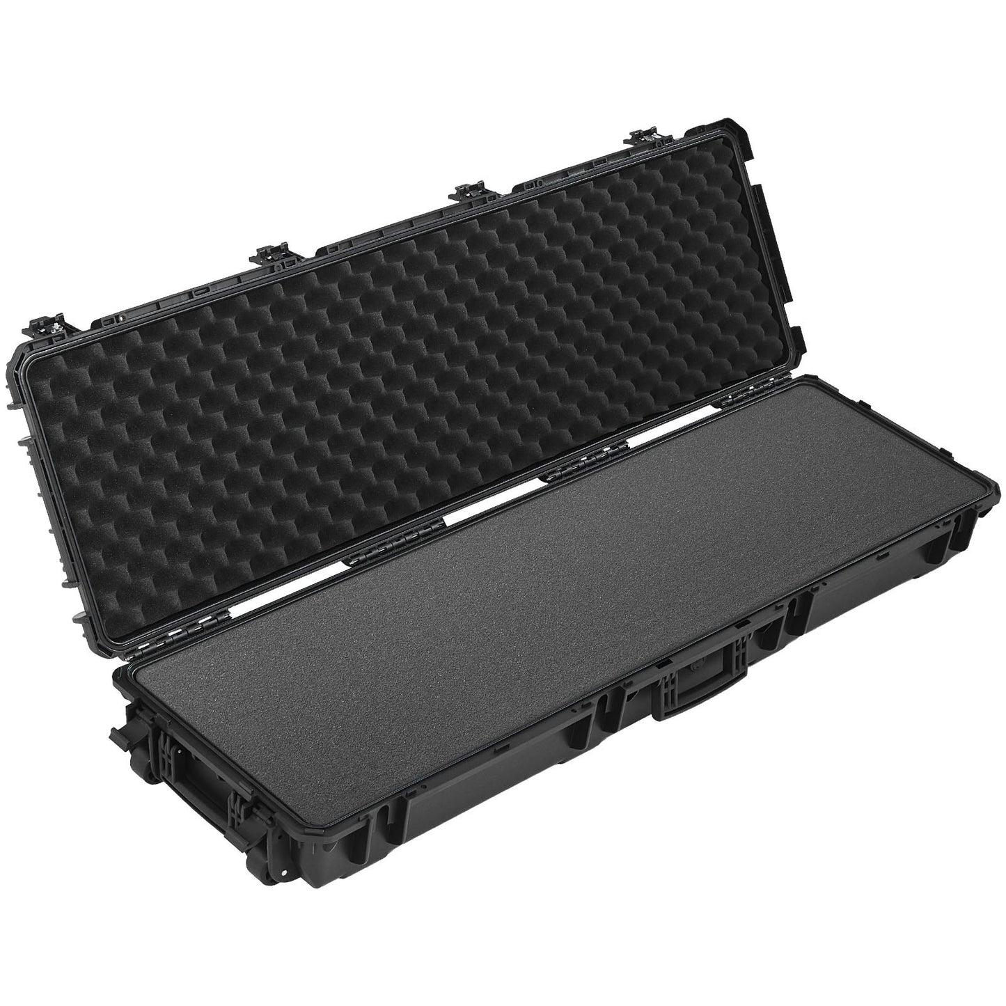 Hard Rifle Case, Lockable Rifle Case with Pre-cut Foams, 1320 mm Gun Storage with Wheels, Heavy Duty IP67 Waterproof & Dustproof Pistol Storage Cases for Rifles, Shotguns, Airsoft Guns, Black