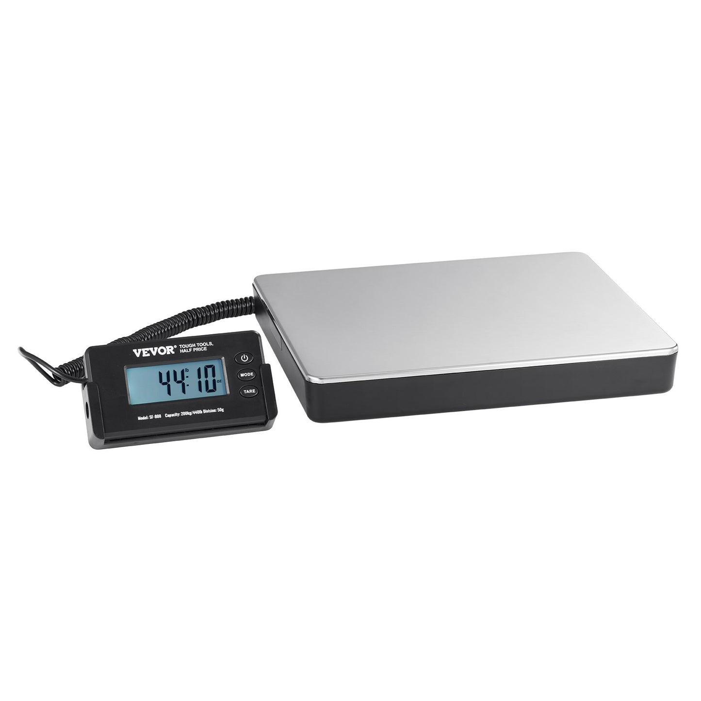 Digitale Versandwaage, Briefwaage 199,6 kg x 48 g, AC/DC-Gehäuse, LCD-Display