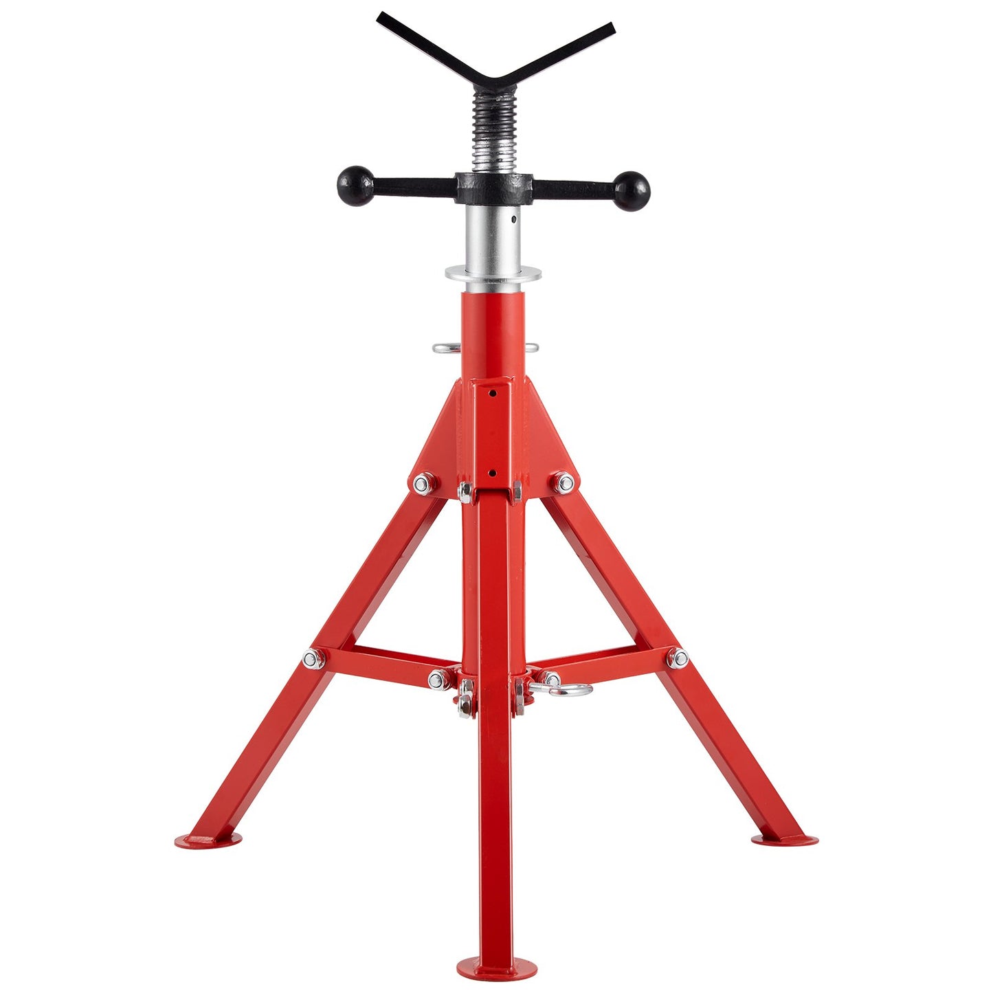 V Head Pipe Stand 1/8"-12" Capacity, Adjustable Height 610mm-1067mm, Pipe Jack Stands 1134kg Load Capacity, Portable Folding Pipe Stands, Carbon Steel Body for Enhanced Durability