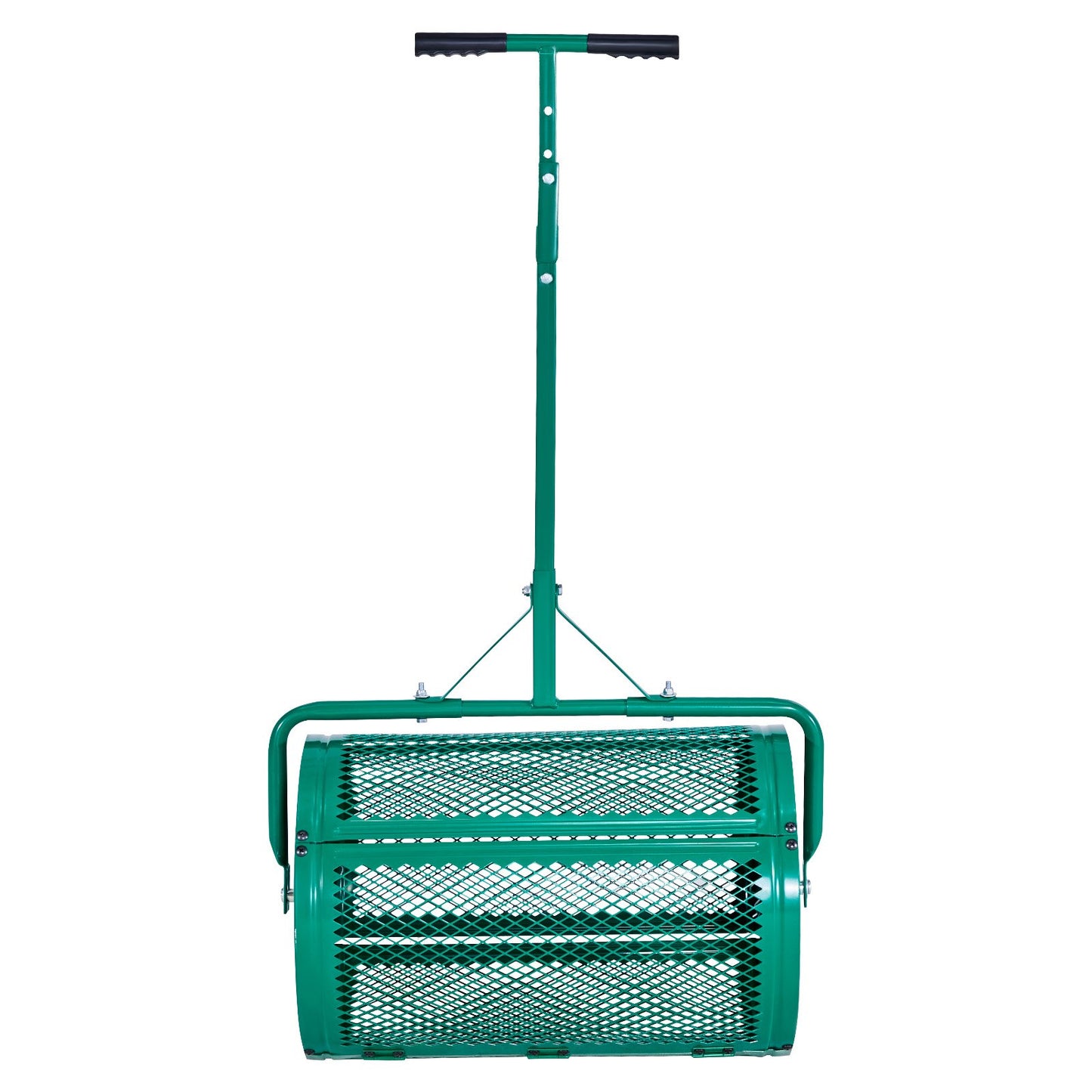 Compost Spreader, 24 in Wide Peat Moss Spreader with Push/Tow Handle, 4 Heights Adjustable, Powder-Coated Steel Garden Peat Moss Roller, Heavy Duty Grass Seed Spreaders for Planting Seeding