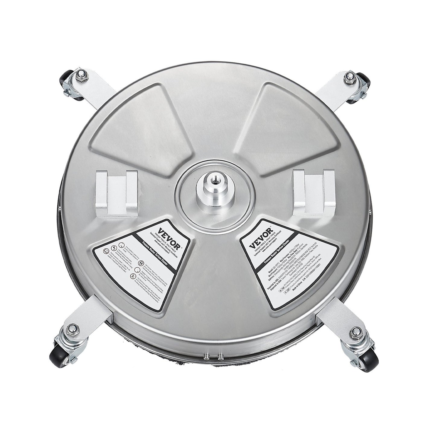 18" Pressure Washer Surface Cleaner, Stainless Steel Pressure Washer Attachments with 4 Wheels, 4000 Max PSI, 3/8 Quick Connector, 2 Spray Nozzles, Dual Handle, for Concrete, Patio, Sidewalk