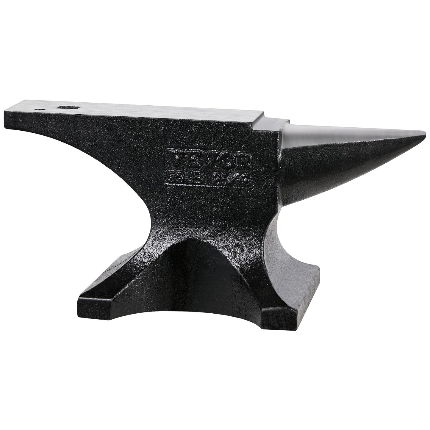 Single Horn Anvil, 55lbs Cast Steel Anvil, High Hardness Rugged Round Horn Anvil for Blacksmiths, with Large Countertop and Stable Base, Metal Working Tool for Metal Bending, Shaping, Twisting