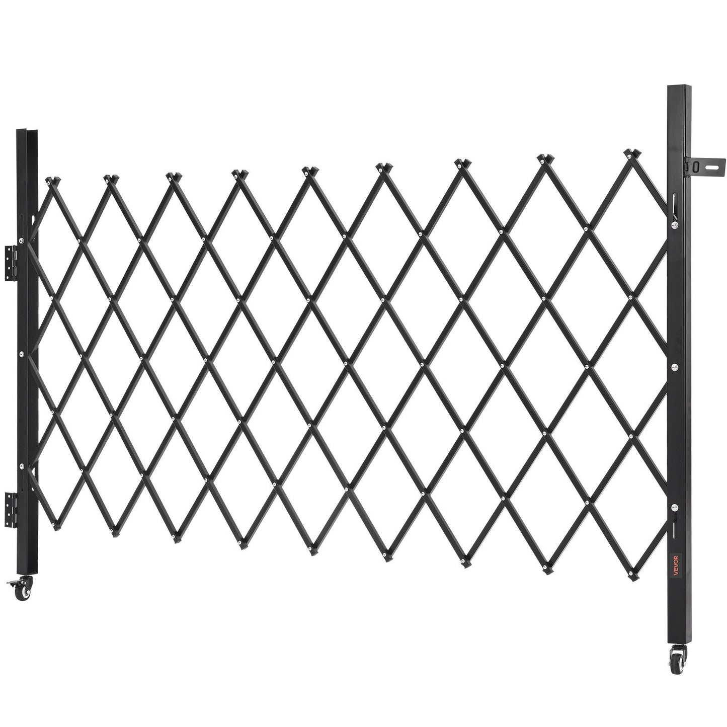 Single Folding Security Gate, Lockable Scissor Gate with 360° Swivel Casters, Outdoor Barricade Steel Retractable Gates, for Entry Security, Garage, Warehouse & Pool, 190 × 131 cm (W × H)