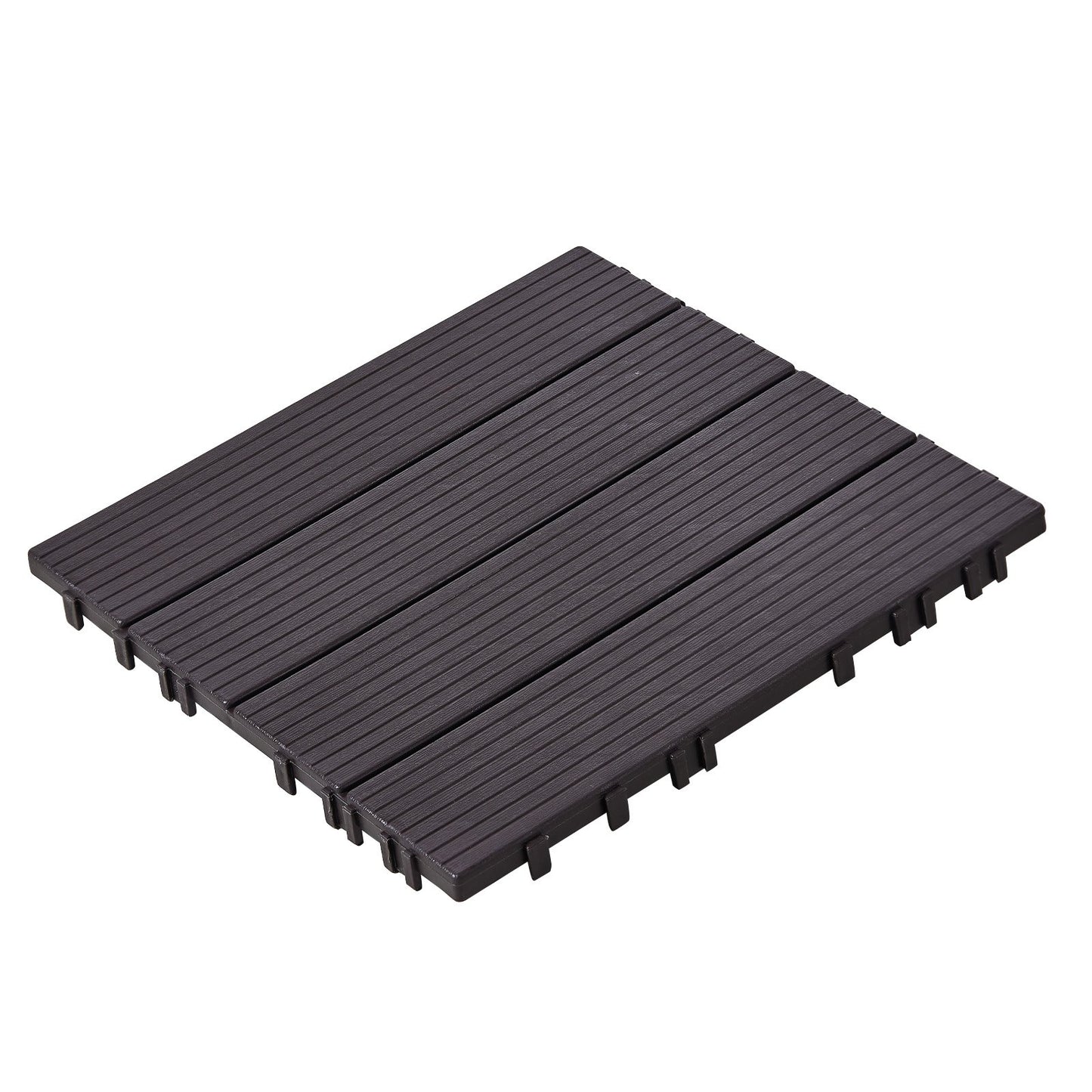 Interlocking Deck Tiles, 36 Pack,11.6"x11.6" 36 sq. ft Plastic Waterproof Outdoor Flooring All Weather Use, Patio Floor Decking Covering Tiles for Porch Poolside Balcony Backyard, Dark Brown