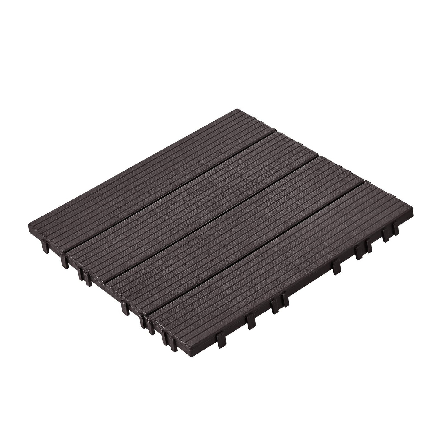 Interlocking Deck Tiles, 54 Pack,12"x12" 54 sq. ft Plastic Waterproof Outdoor Flooring All Weather Use, Patio Floor Decking Covering Tiles for Porch Poolside Balcony Backyard, Dark Brown
