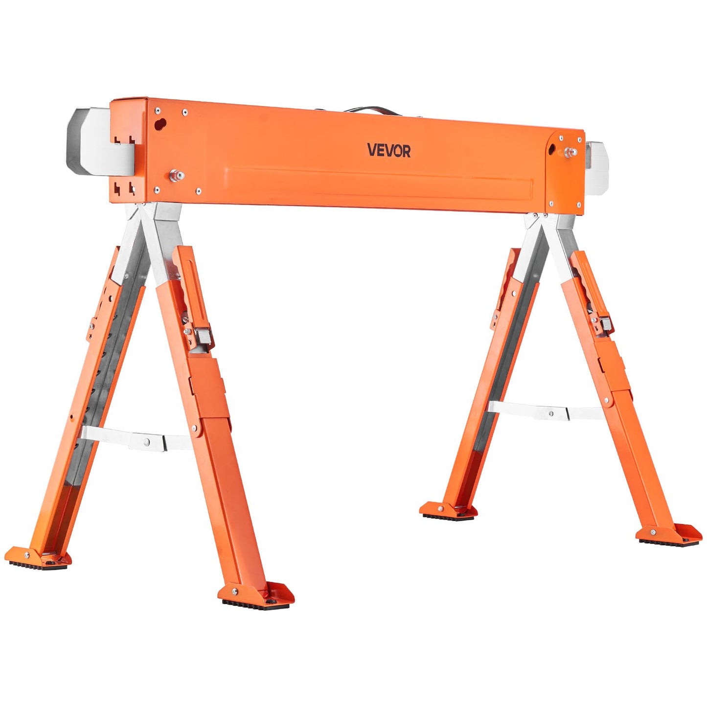 Saw Horses, 2 Pack Folding Work Horses, 816.5 kg Load Capacity Sawhorse with Heavy Duty Legs, Adjustable Height Saw Horse with Non-Slip Foot Pads, for Woodworking, Carpenters and Contractors