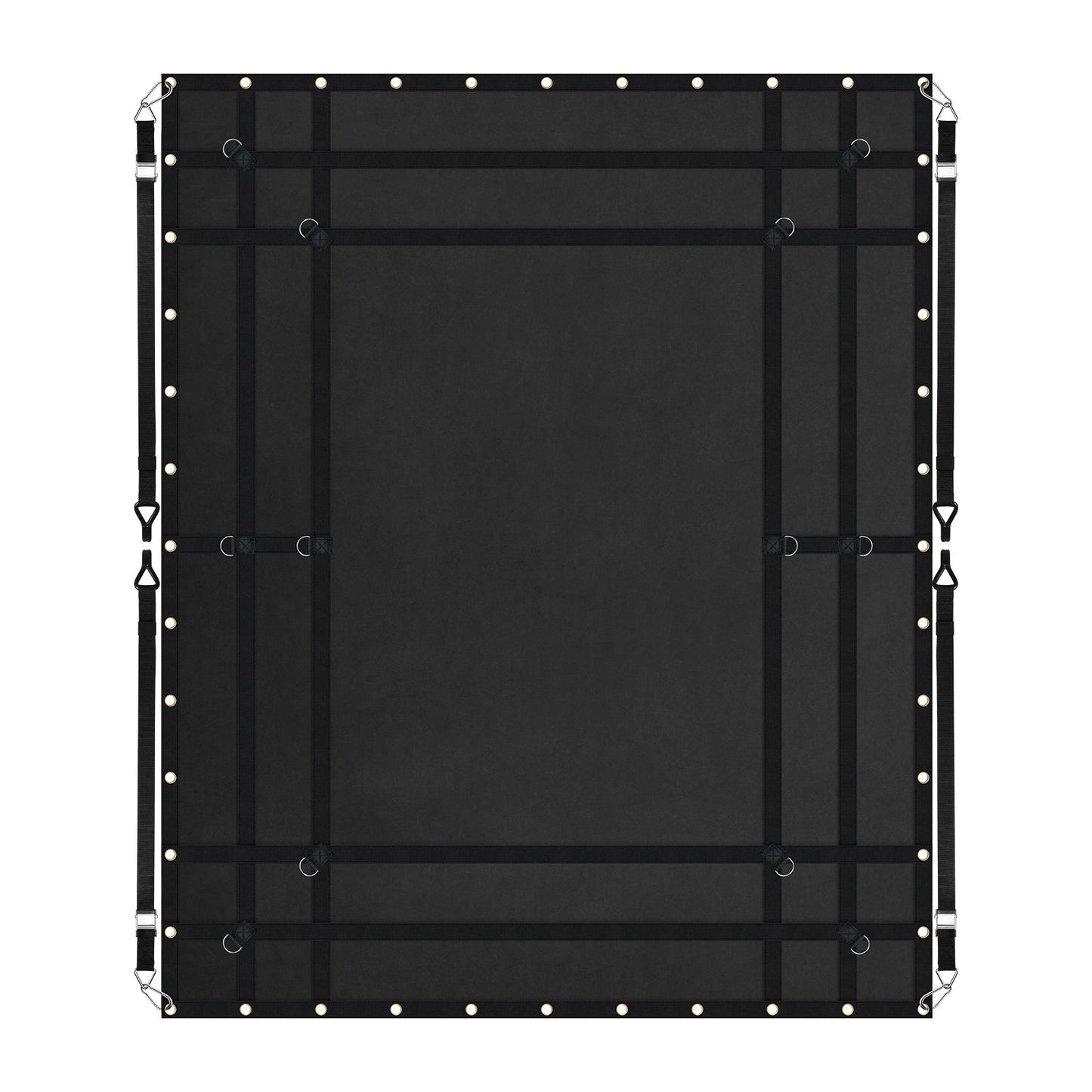 Ladungsnetz, 244 cm x 206 cm, robustes LKW-Ladungsnetz für Ladeflächen, 4 verstellbare Gurte mit Karabinern und gummierten Haken, langlebig, geeignet für Pickups, Jeeps, LKWs, SUVs, Boote (Schwarz)