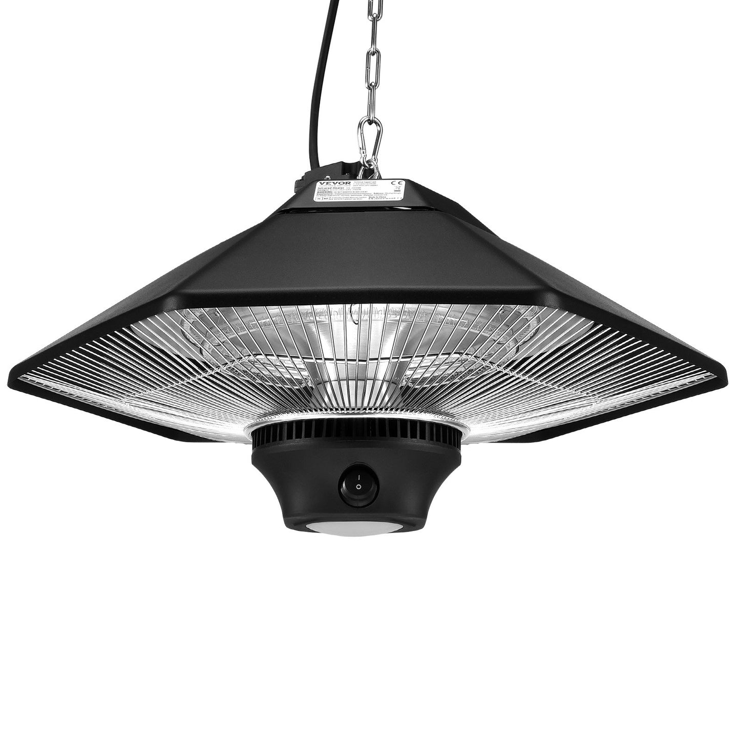 Hanging Patio Heater, 2000W Remote Control Outdoor/Indoor Electric Space Infrared Heater, IP34 Protection Ceiling Heater w/ Pull Cord & Adjustable Chain, for Porch,Patio,Dining Room,Studio