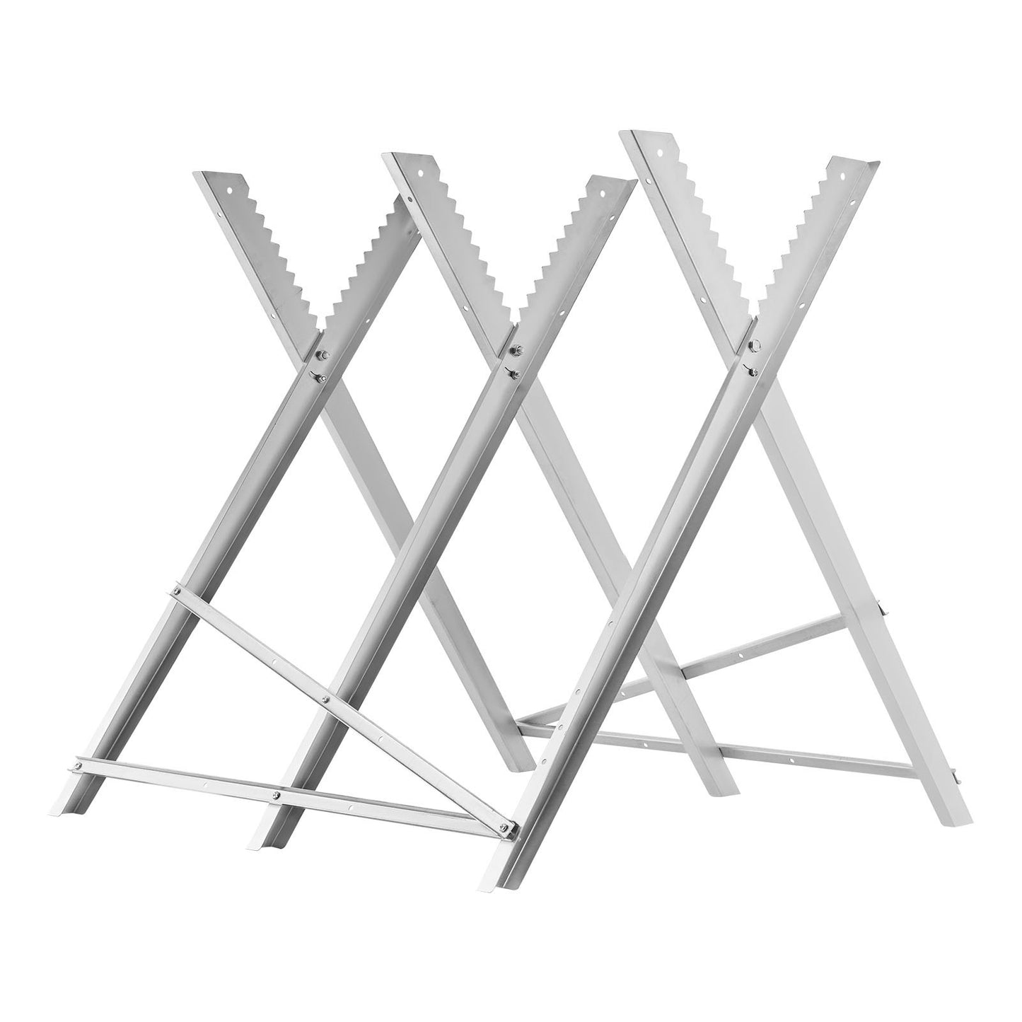 Saw Horse, 149.7 kg Capacity Folding Work Horse with Heavy Duty Legs, All-Metal Sawhorses with High-Quality Steel Frame, Aligned Serrated Structure, for Woodworking, Carpenters & Contractors