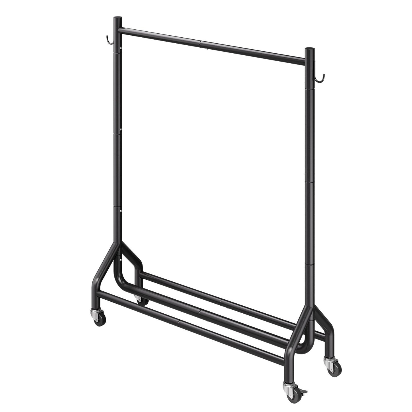 Clothes Rack, Rolling Clothing Garment Rack with Hanging Rod and Side Hooks, 90 kg Load Capacity, Heavy Duty Carbon Steel Clothing Racks with Wheels, Ideal for Bedroom, Laundry, Living Room