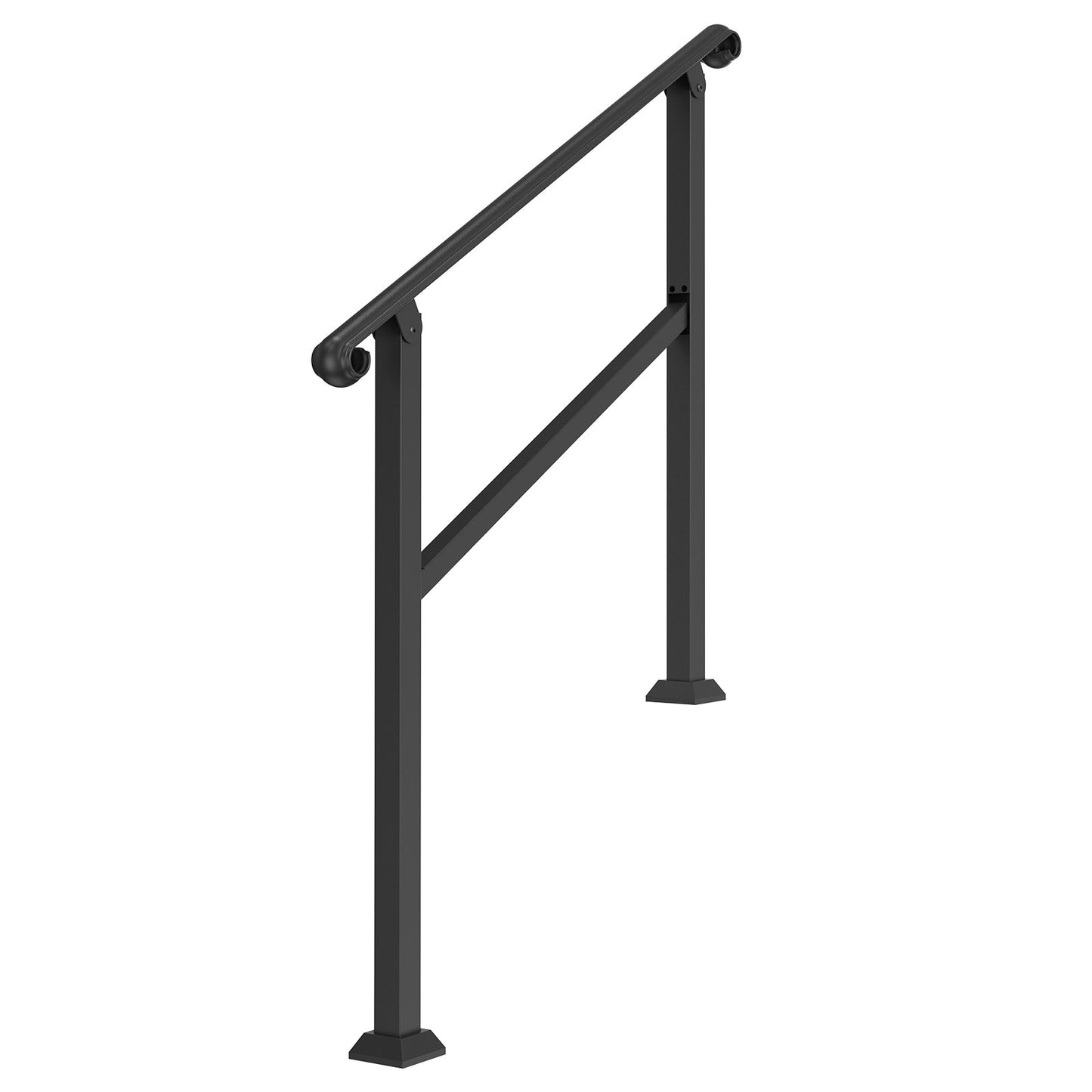 Handrails for Outdoor Steps, 2-3 Step Stair Hand Rail & Indoor Railing Kit, Railings for Outside Steps with Installation Kit, Hand Rails for Seniors,Porch Railing & Deck Hand Rail, Black