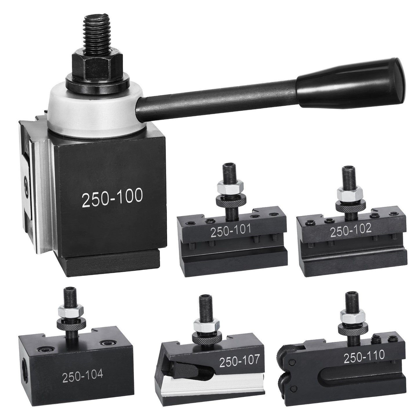 Quick Change Tool Post Set, 6 Pcs, Includes Lathe Tool Holders, Wedge Type Tool Post with Turning Tool Holder Accessories, Fit for Mini Lathe & Metal Lathe 6"-12" Swing, Durable Steel Material