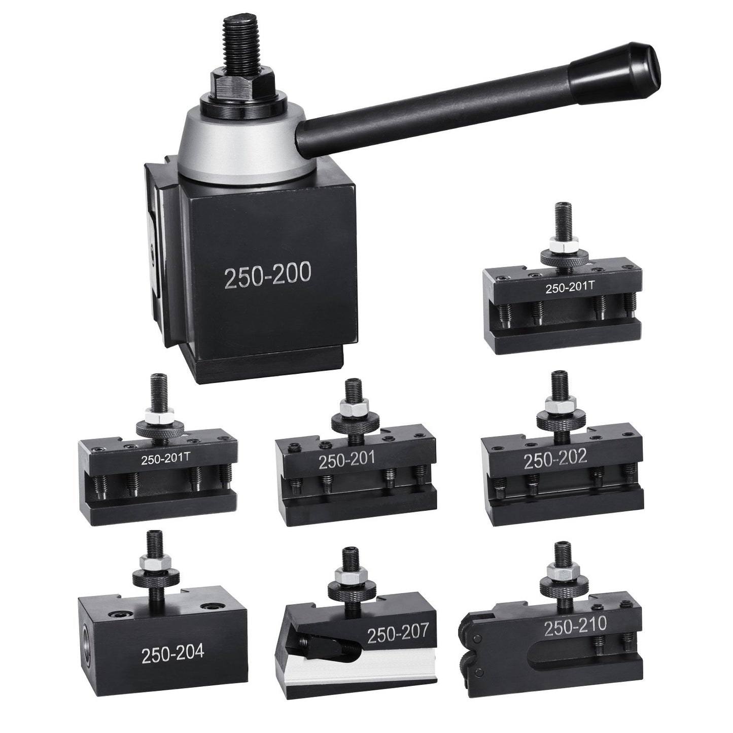 Quick Change Tool Post Set, 8 Pcs, Includes Lathe Tool Holders, Wedge Type Tool Post with Turning Tool Holder Accessories, for Mini Lathe & Metal Lathe 254-381 mm(10"-15") Swing, Durable Steel Material