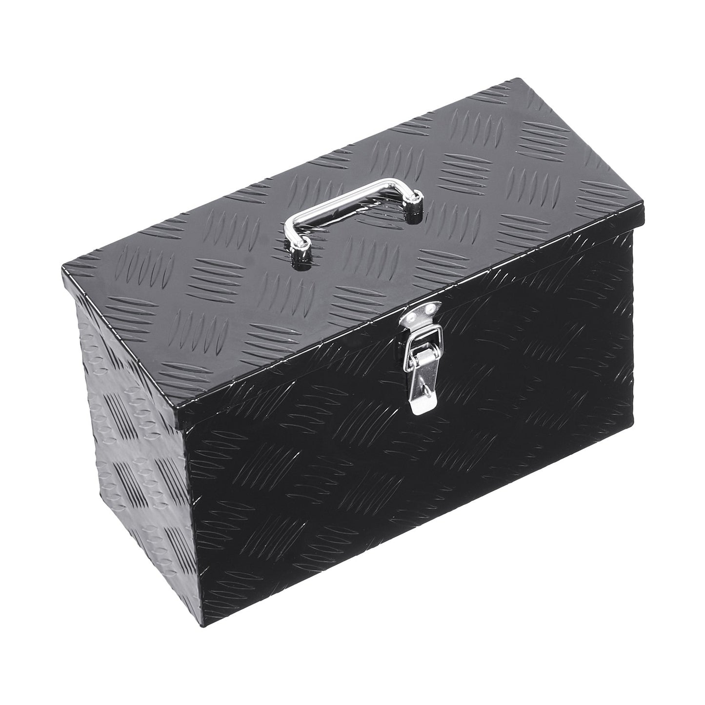 Heavy Duty Aluminum Truck Bed Tool Box, Stripes Plated Tool Box with Side Handle and Top Handle, Storage Toolbox Chest Organizer for Trailer, Pickup, RV, 16"x7.5"x10"(406x190x254mm), Black
