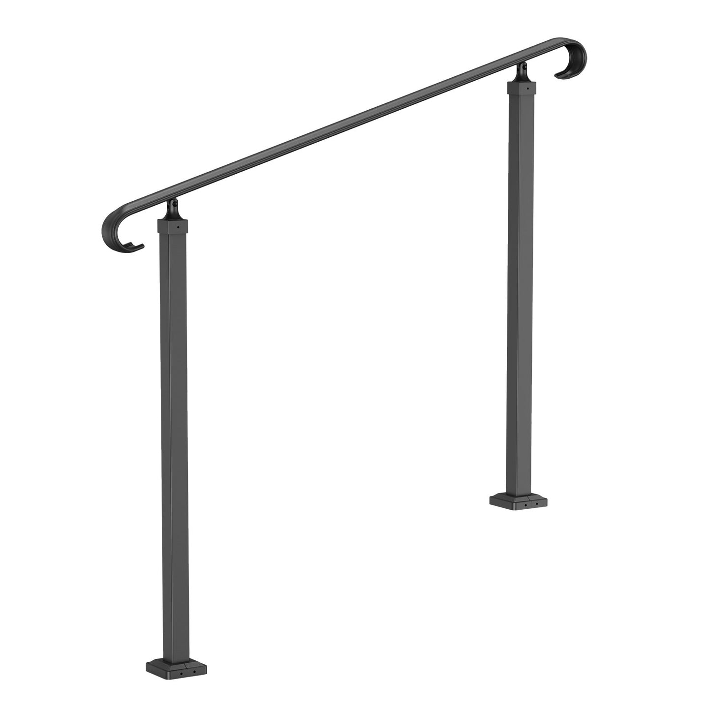 Wrought Iron Handrail, Fit 2 or 3 Steps Outdoor Stair Railing, Adjustable Front Porch Hand Rail, Black Transitional Hand railings for Concrete Steps or Wooden Stairs with Installation Kit