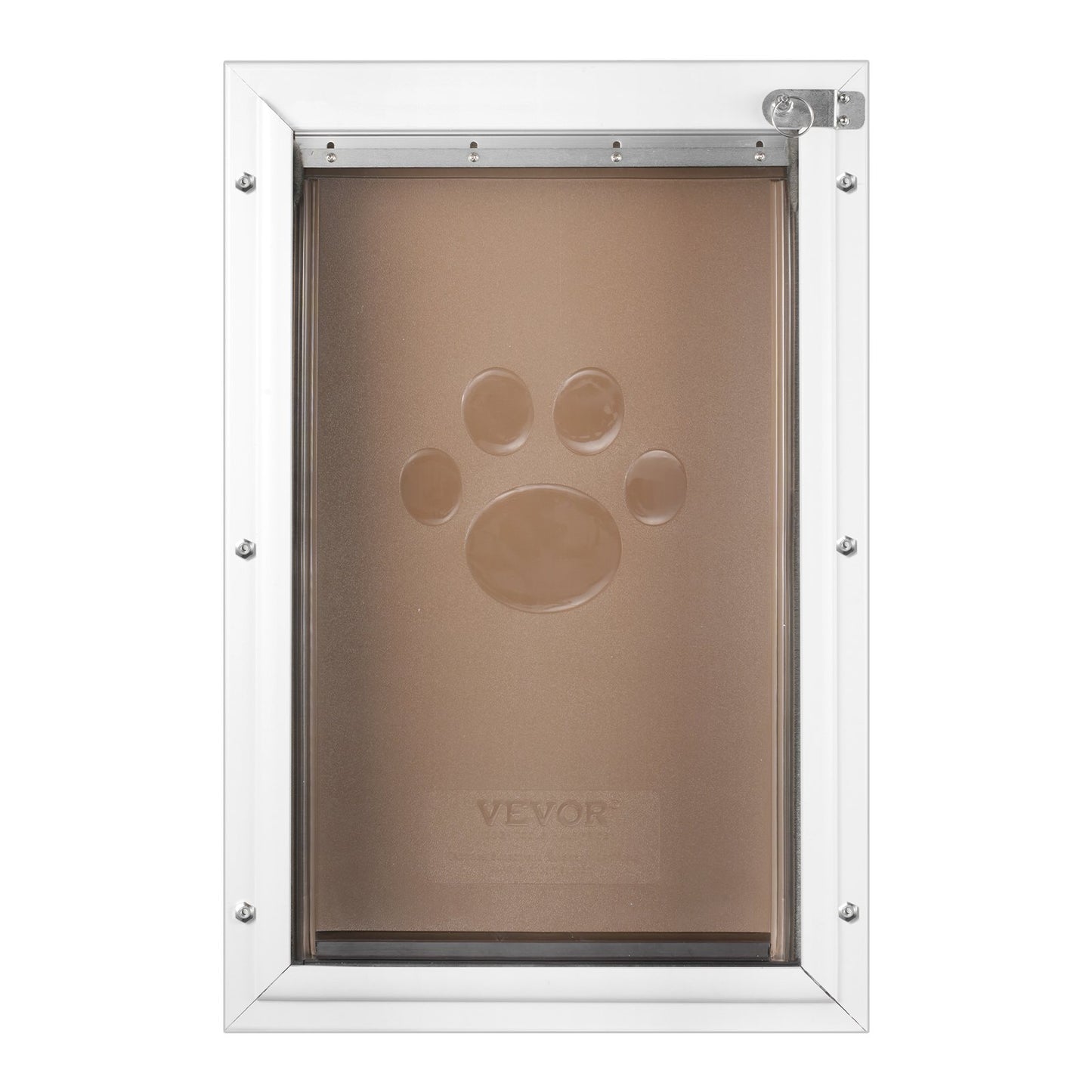 Pet Door, 16.65" x 27.44" Aluminum Frame with Lock and Flap System, Weatherproof Doggy Door, Easy to Install in Interior or Exterior Doors, Pet Door Suitable for Cat Doggie Kitties (White-XL)